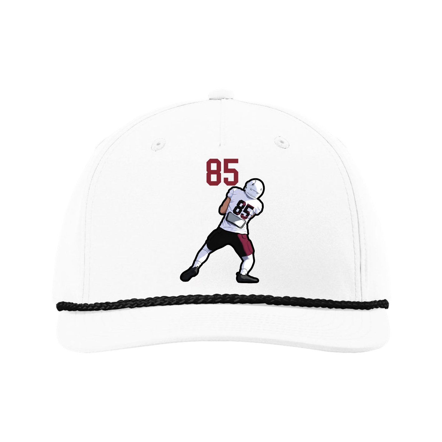 Five-Panel Classic Rope Cap — Number Top in White