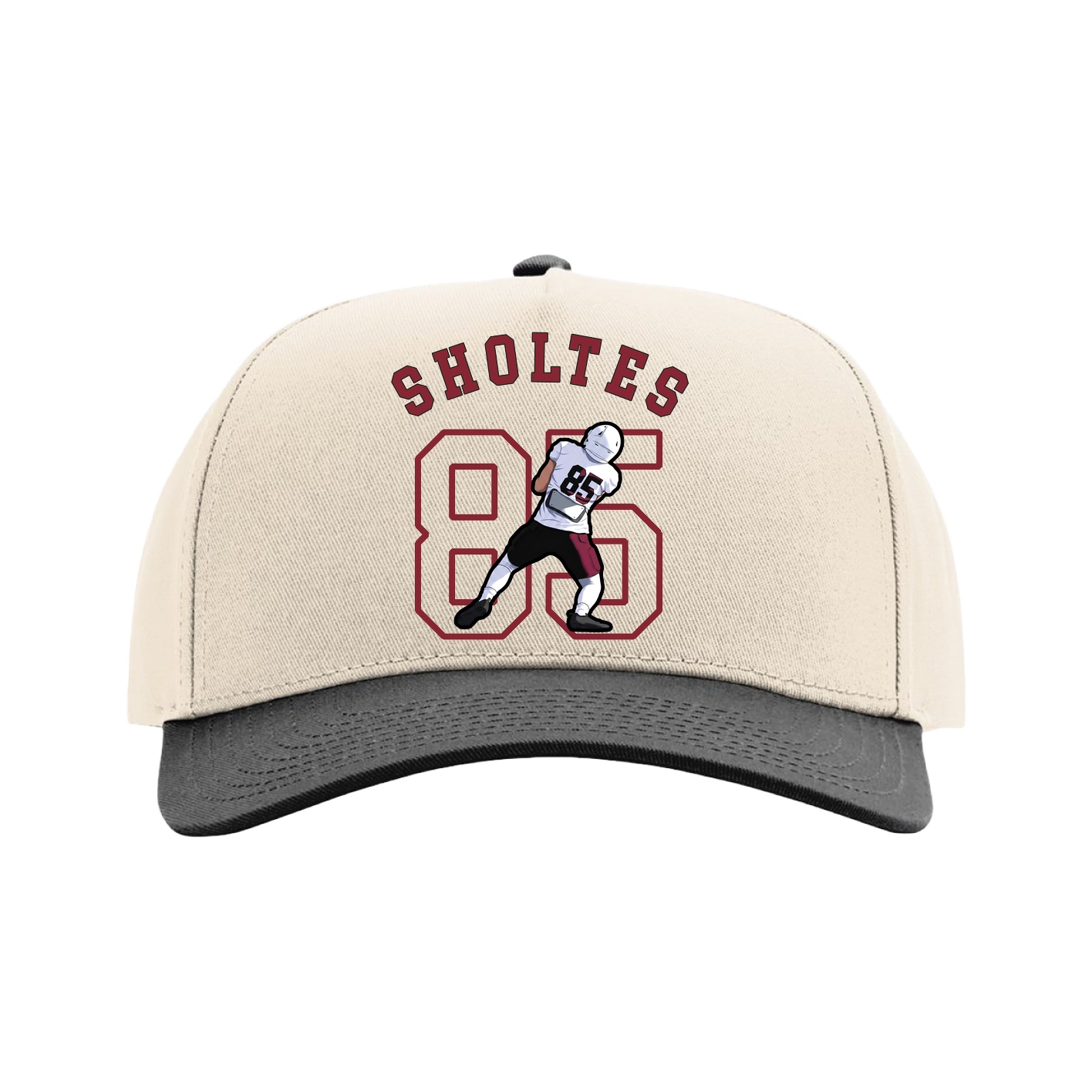 Full Fabric Five-Panel Champ Cap — Shirsey Arch in Cream/Black