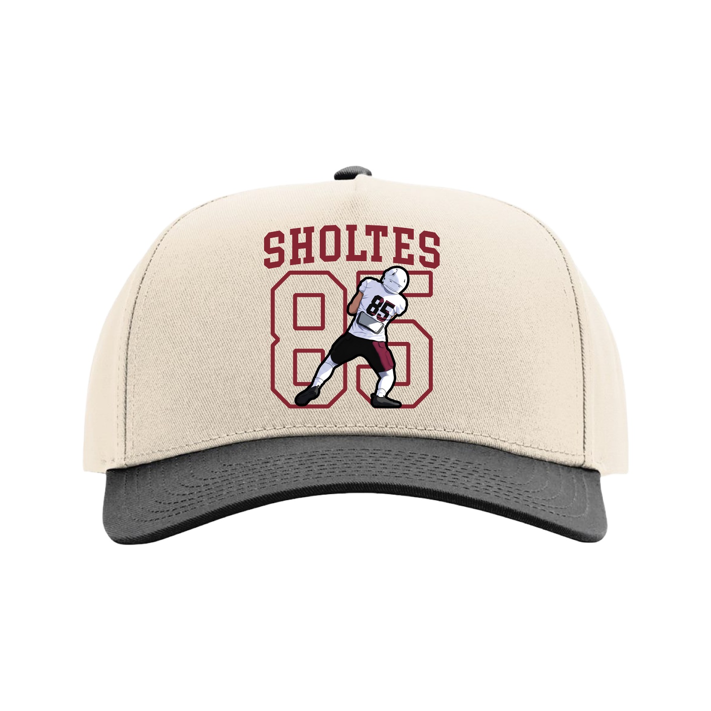 Full Fabric Five-Panel Champ Cap — Shirsey in Cream/Black