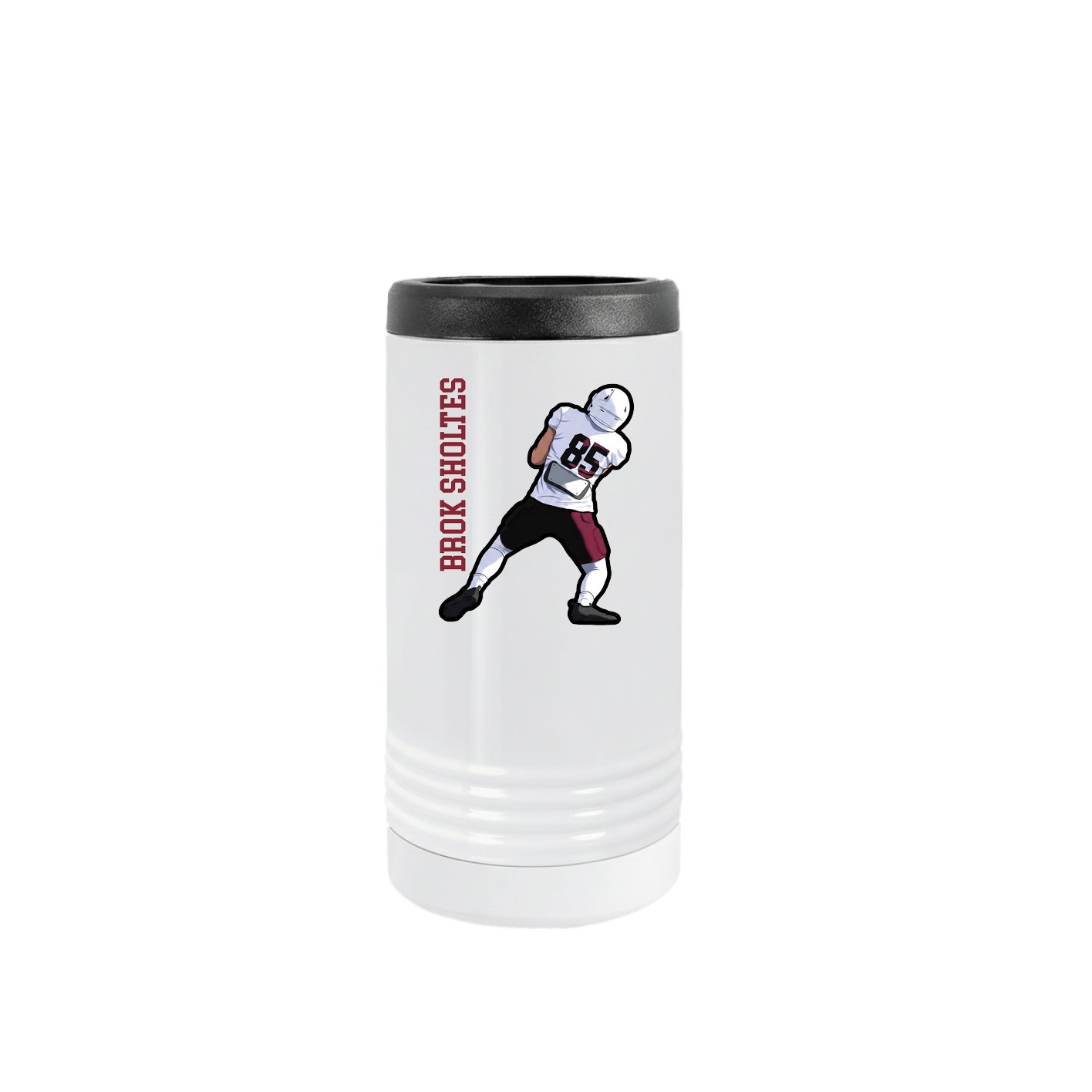 Slim Beverage Holder — Name Vertical in White