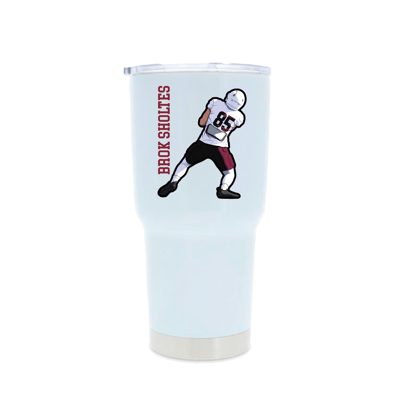30oz Stainless Steel Tumbler — Name Vertical in White