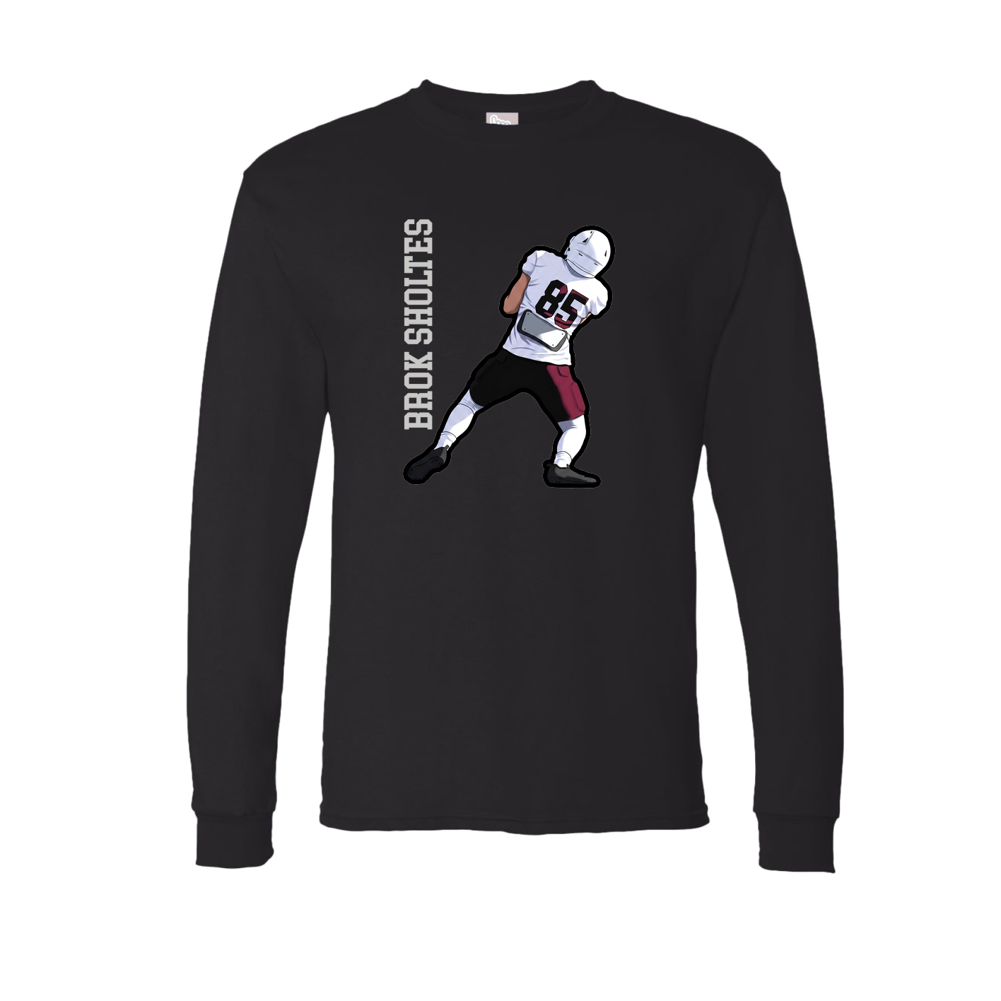 Long Sleeve Tee — Name Vertical in Black