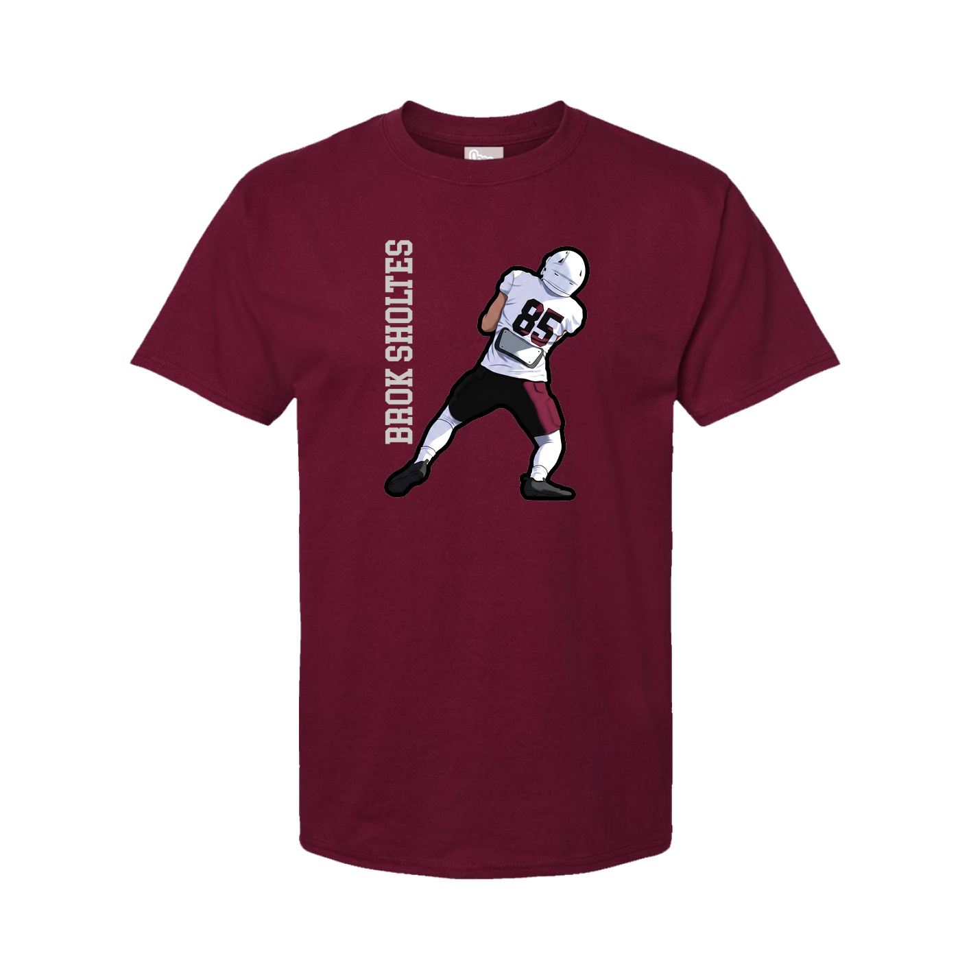 Youth Tee — Name Vertical in Cardinal