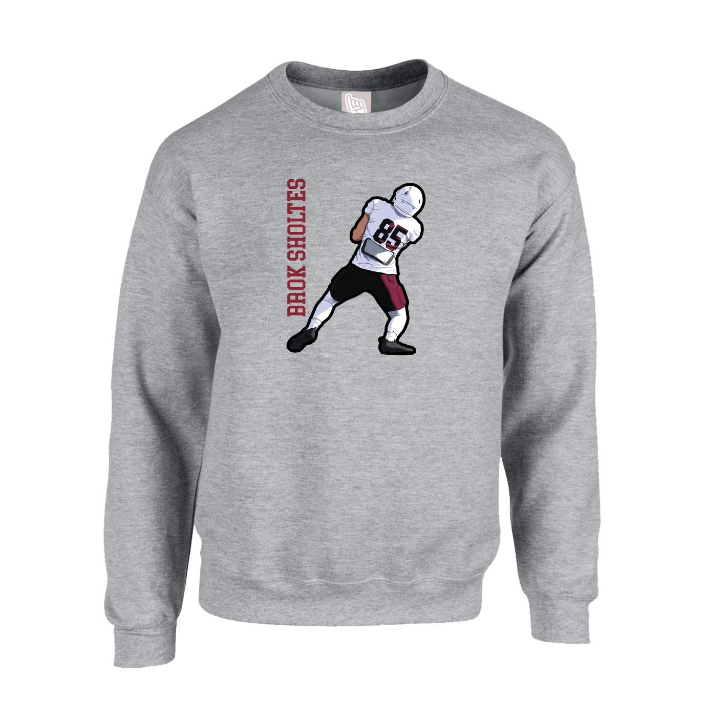 Fleece Crew — Name Vertical in Grey