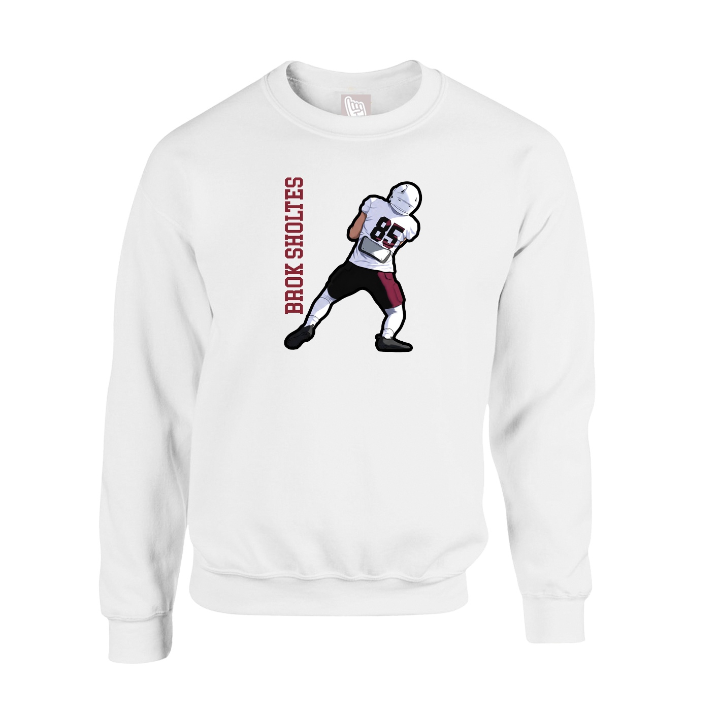 Fleece Crew — Name Vertical in White
