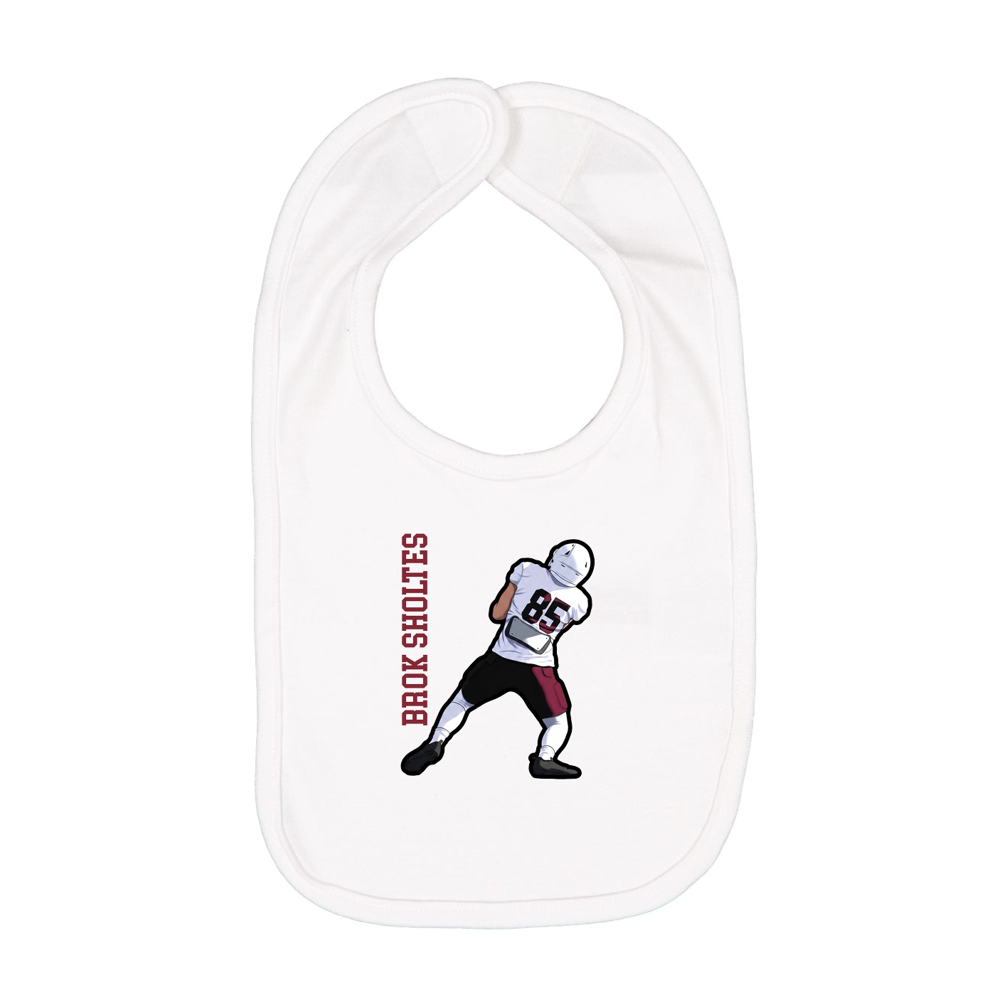 Infant Bib — Name Vertical in White