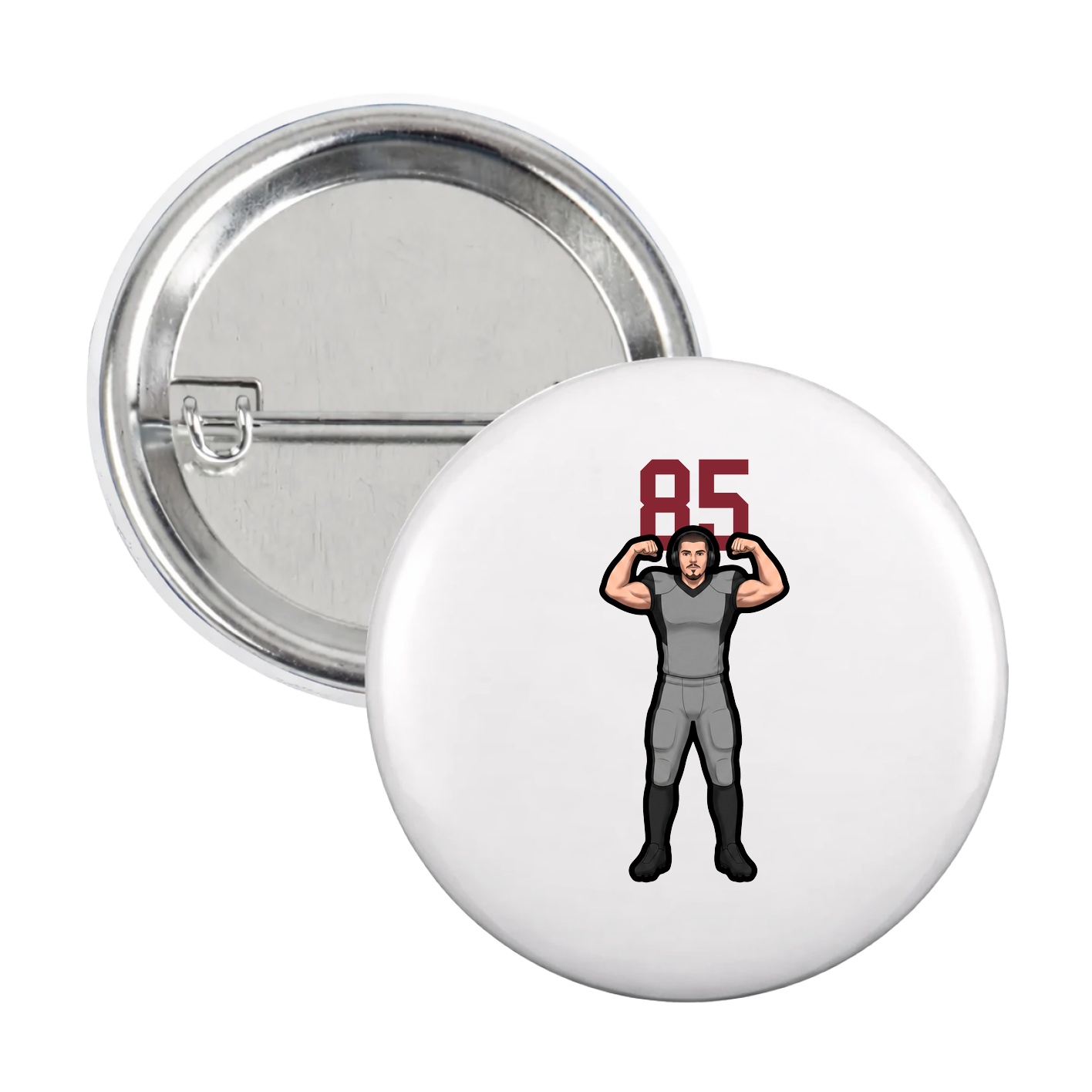 Game Day Button — Number Top in White