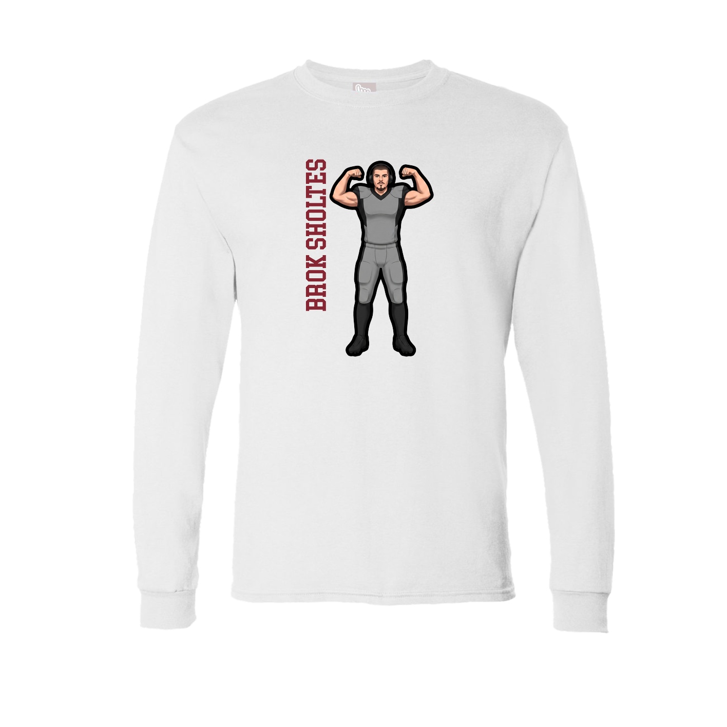 Long Sleeve Tee — Name Vertical in White