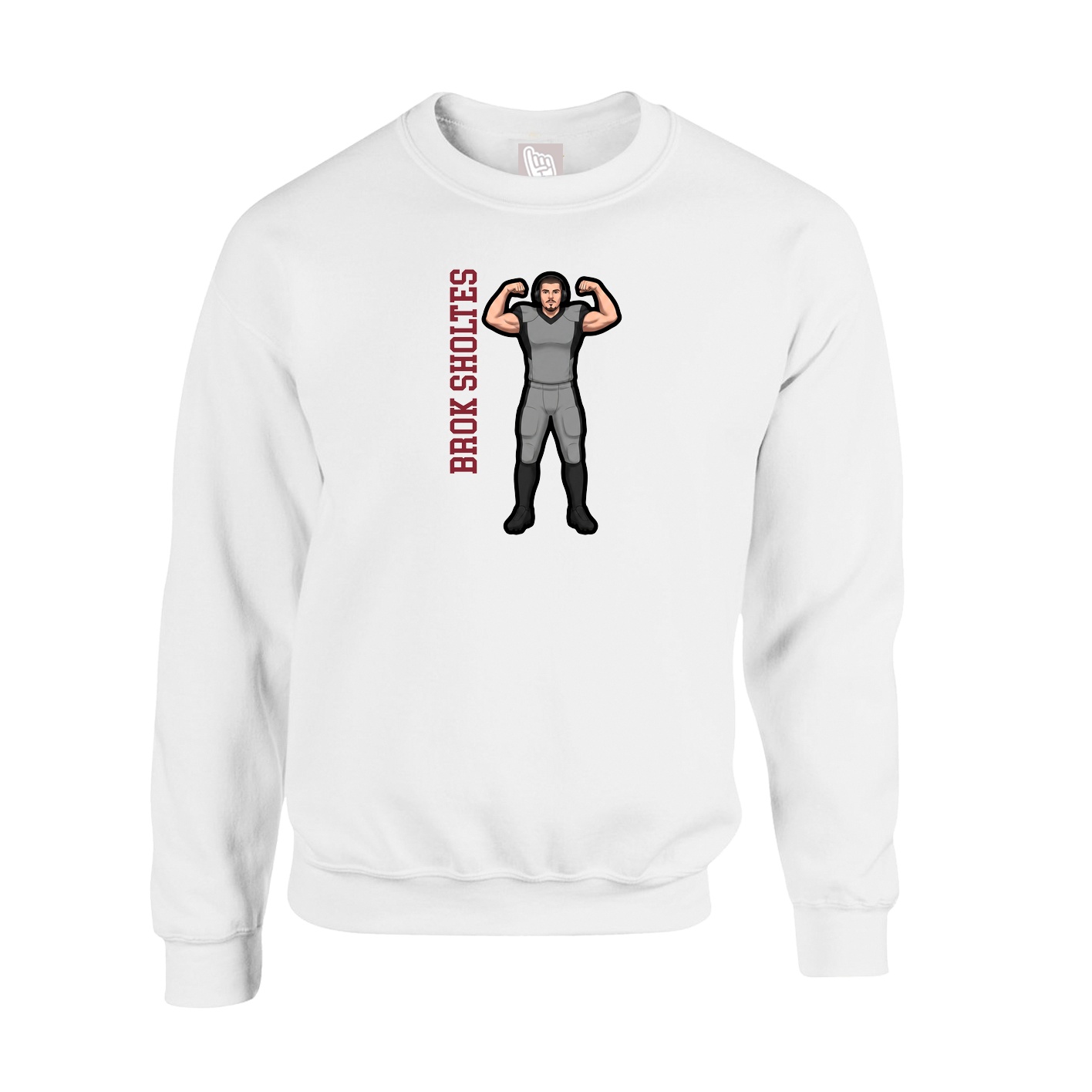 Fleece Crew — Name Vertical in White