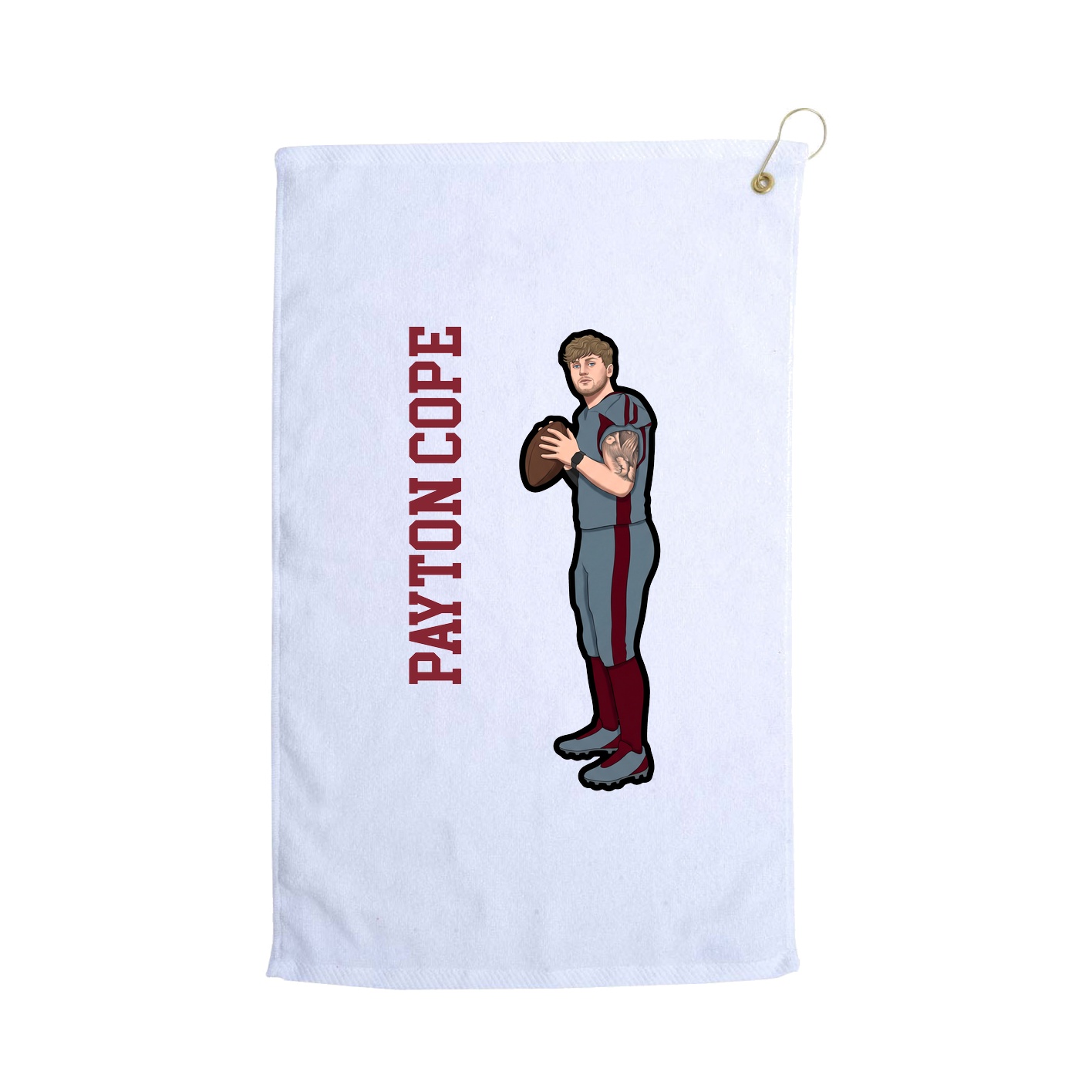 Golf Towel — Name Vertical in White