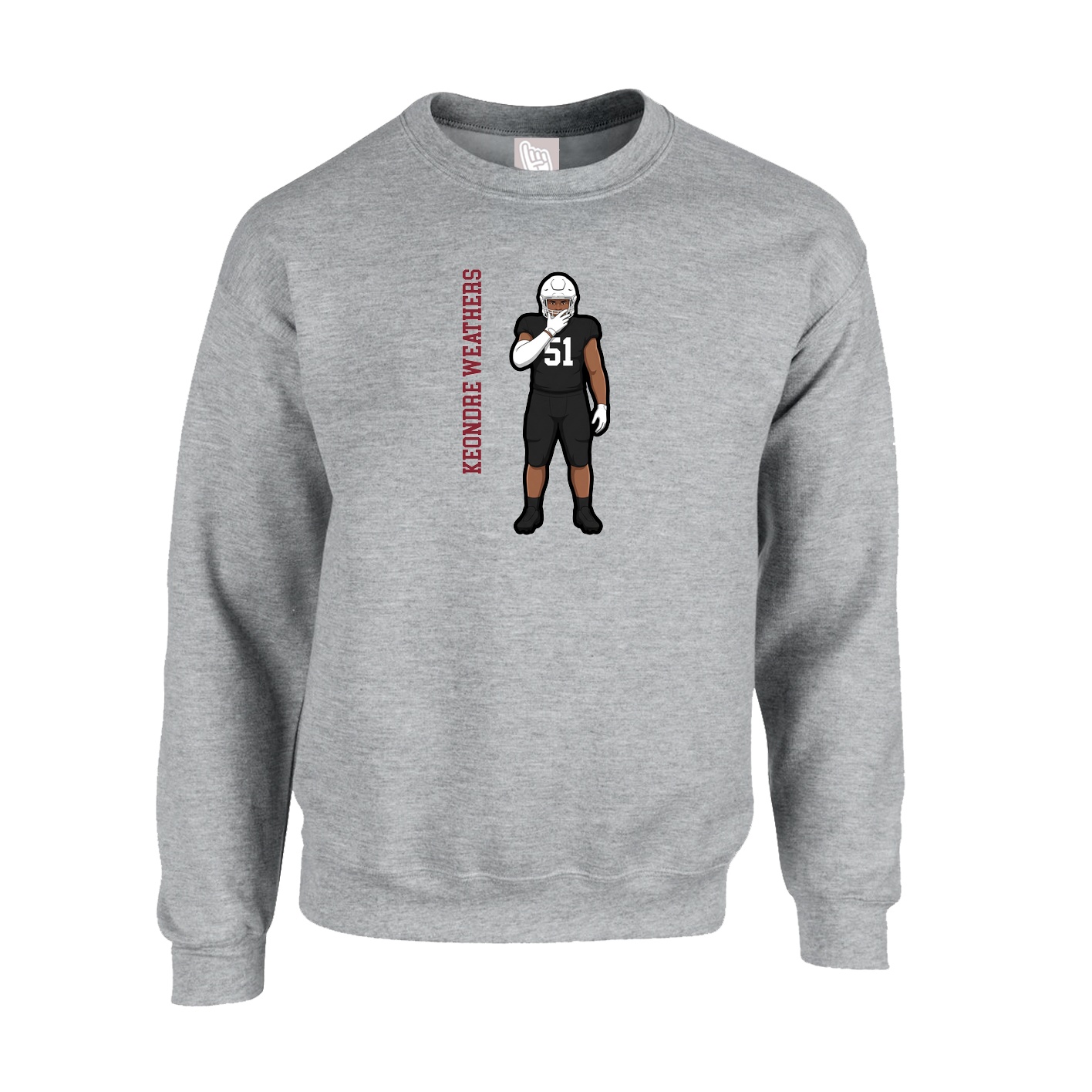 Fleece Crew — Name Vertical in Grey