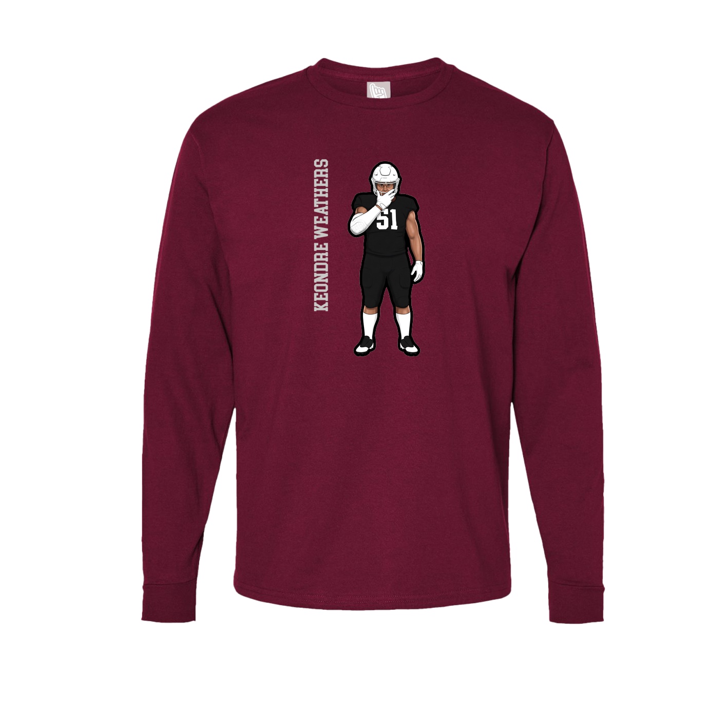 Long Sleeve Tee — Name Vertical in Cardinal