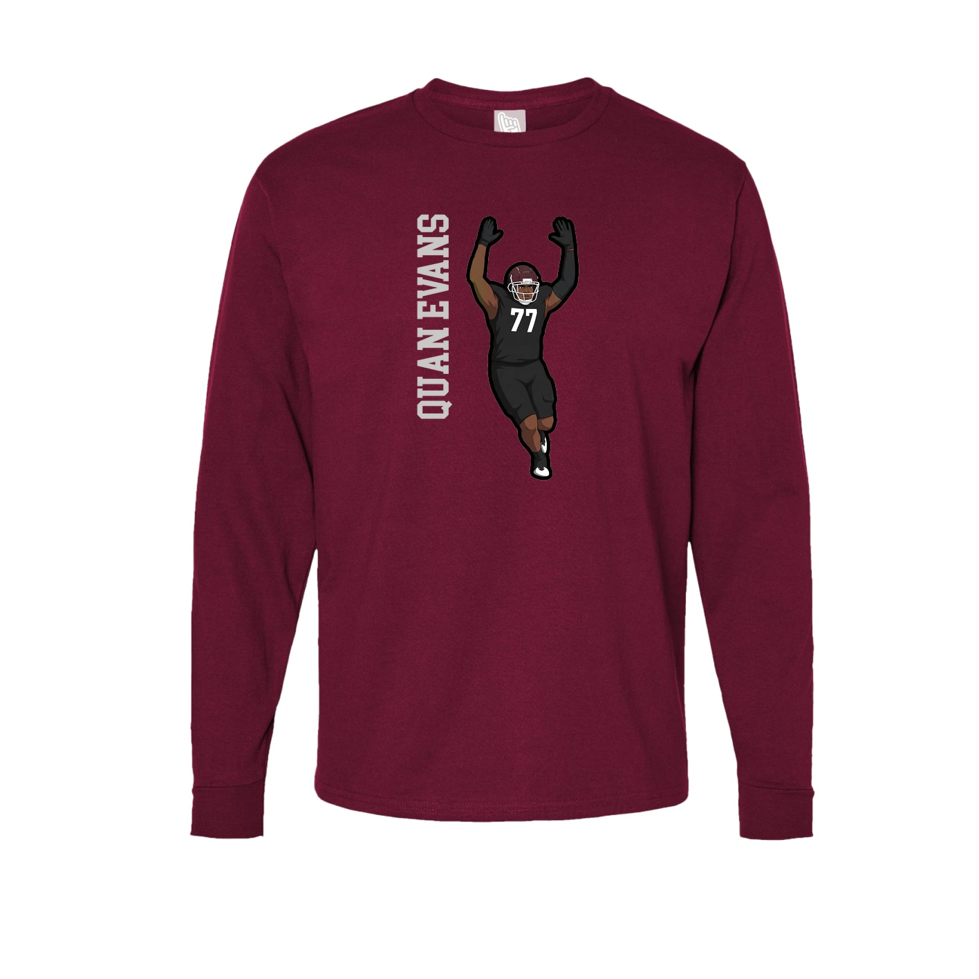 Long Sleeve Tee — Name Vertical in Cardinal