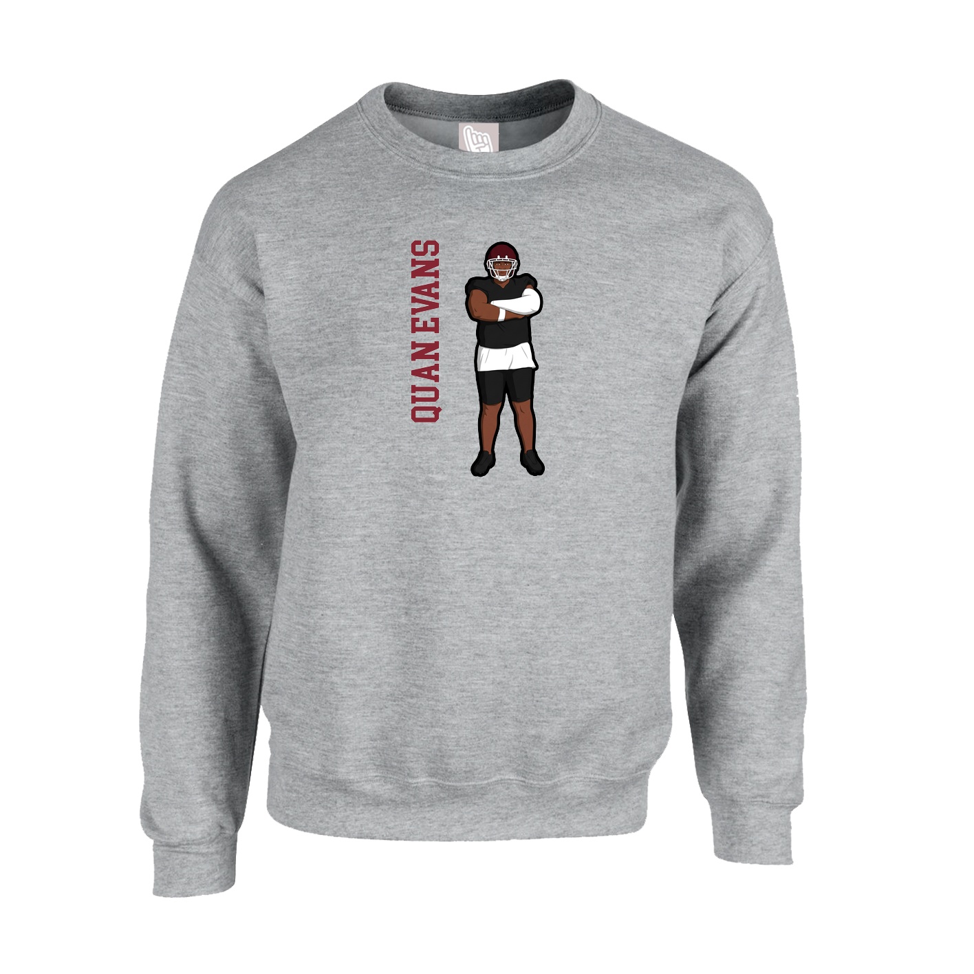 Fleece Crew — Name Vertical in Grey