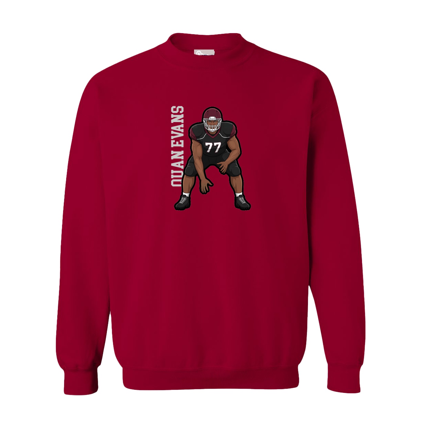 Fleece Crew — Name Vertical in Cardinal