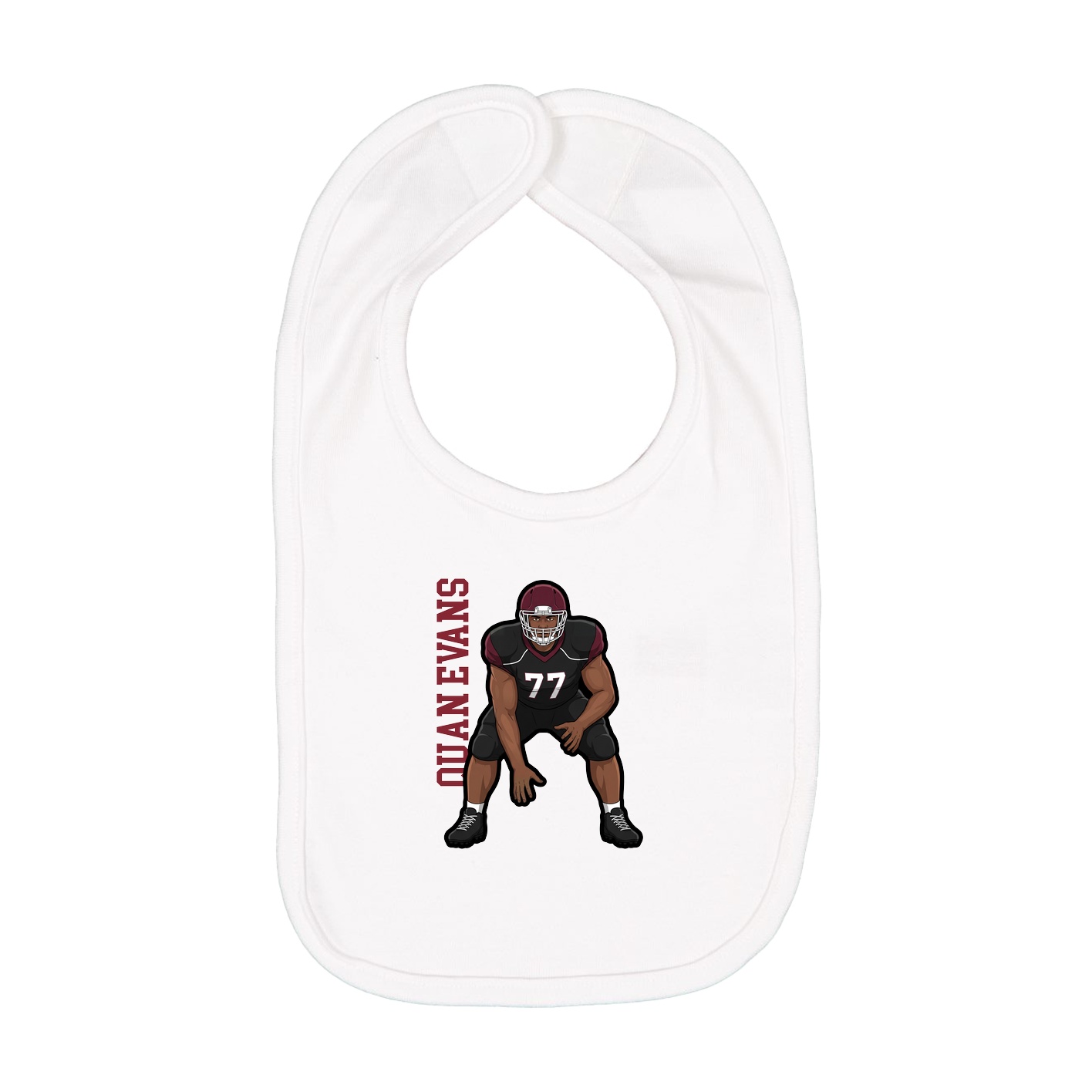 Infant Bib — Name Vertical in White