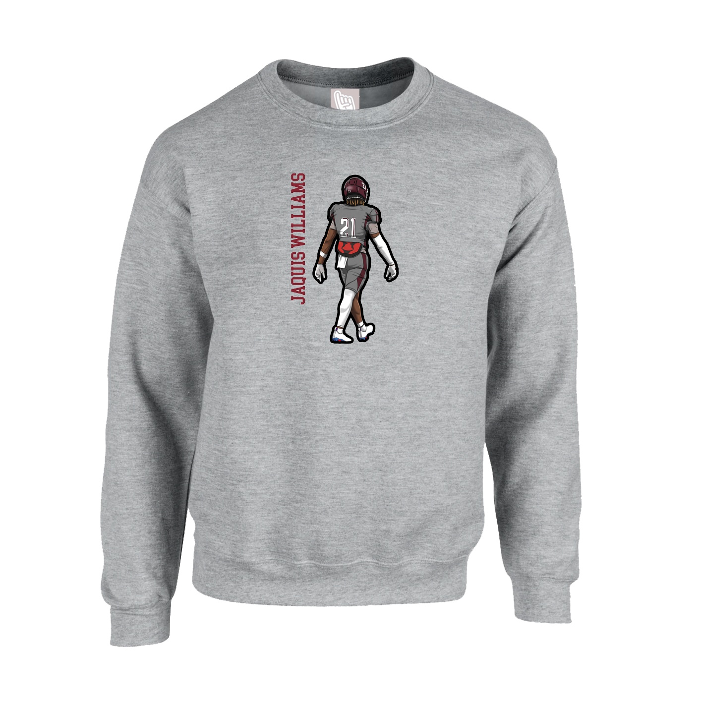 Fleece Crew — Name Vertical in Grey