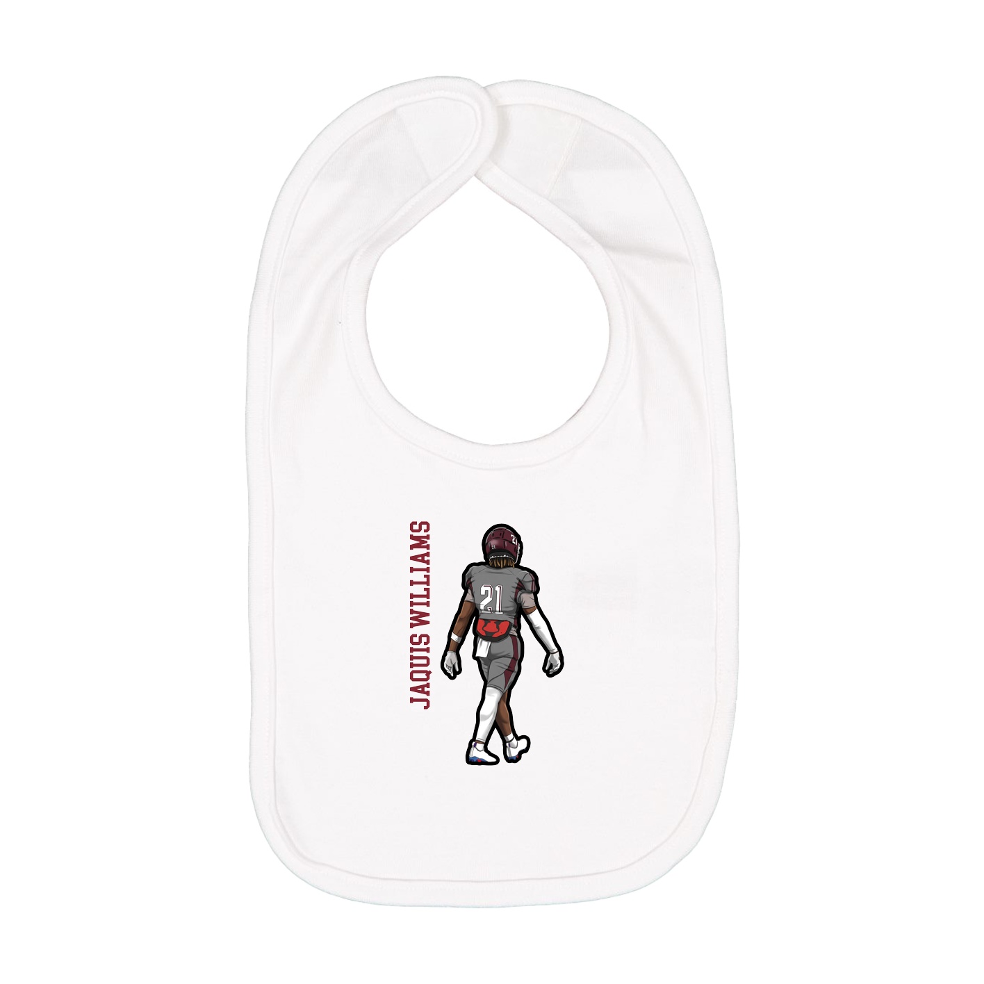 Infant Bib — Name Vertical in White