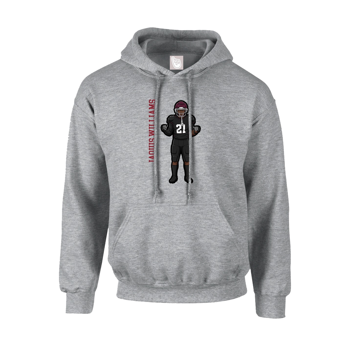 Hoodie — Name Vertical in Grey