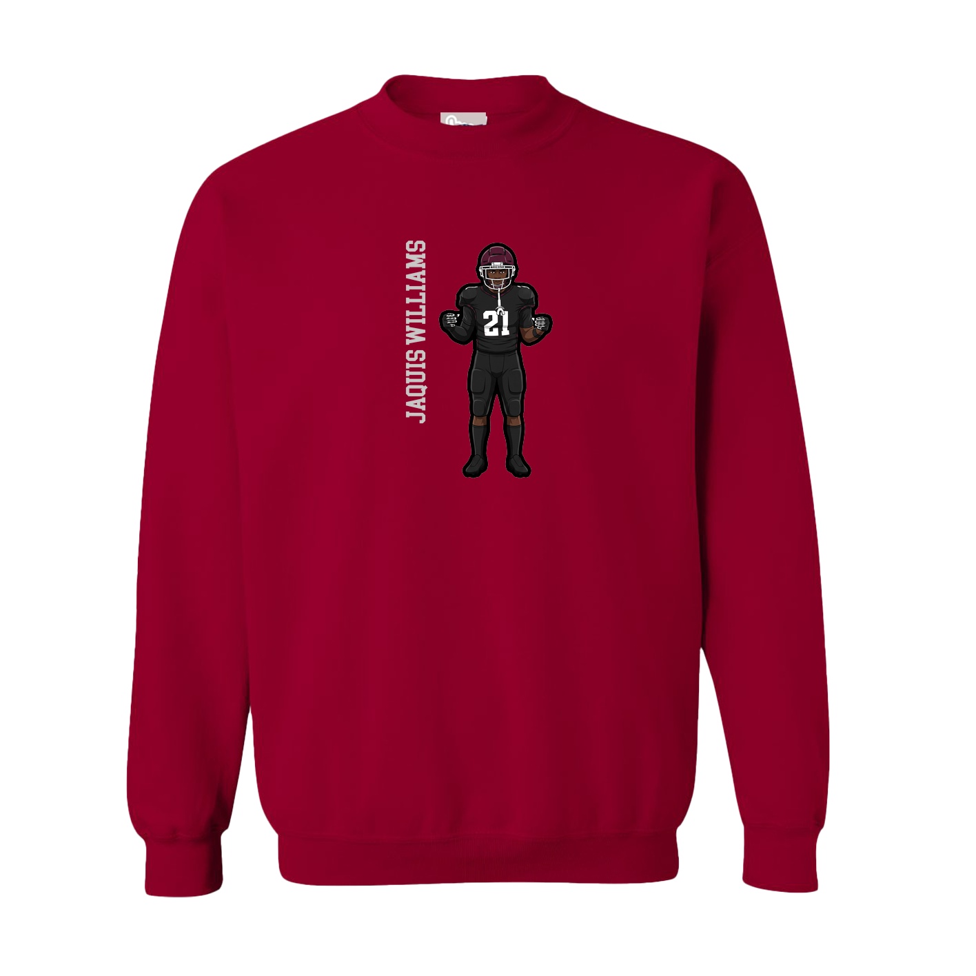 Fleece Crew — Name Vertical in Cardinal