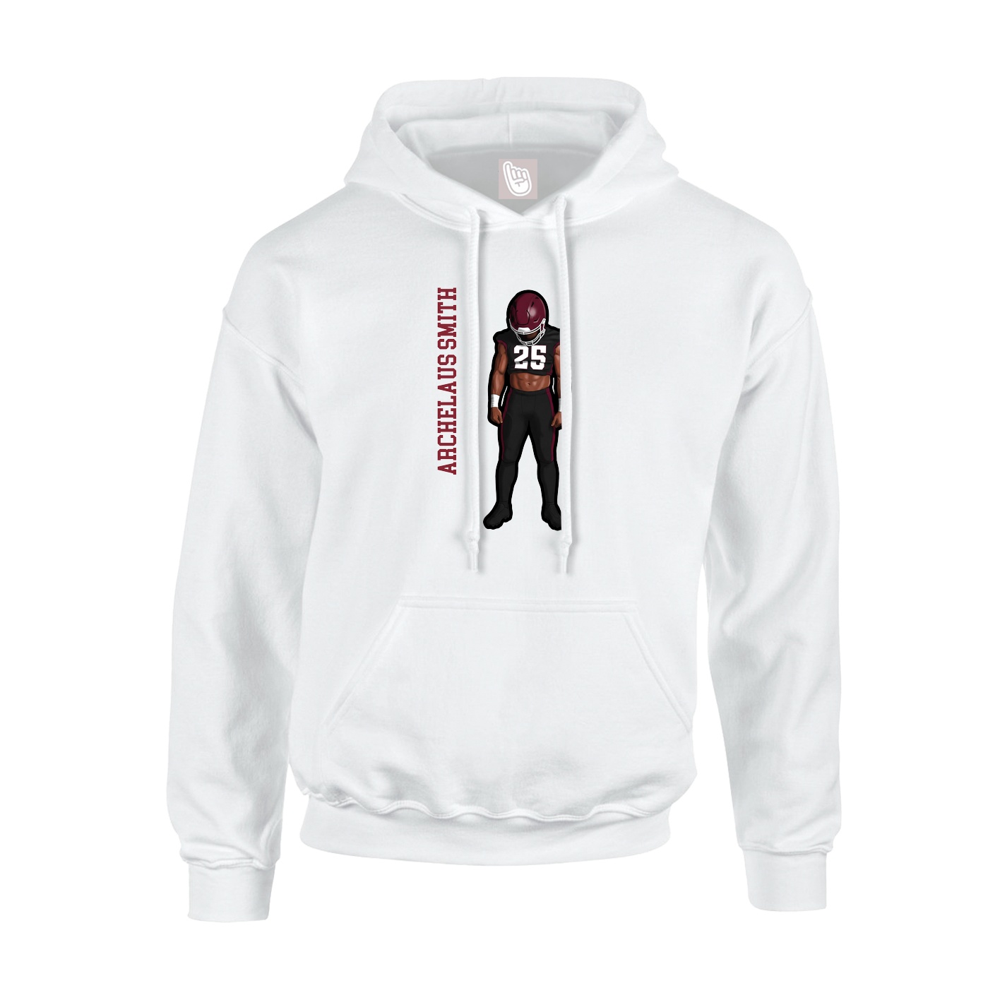 Youth Hoodie — Name Vertical in White