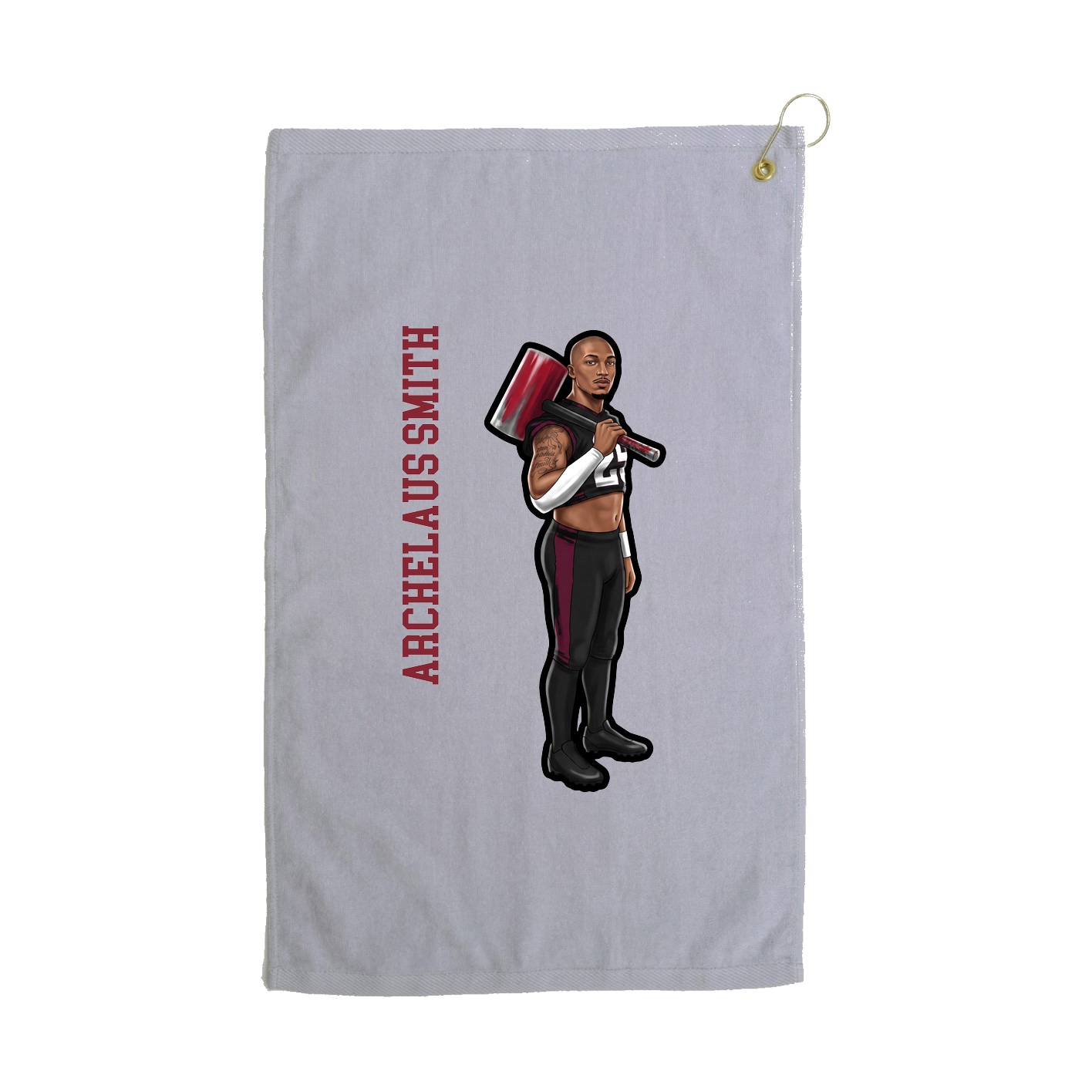 Golf Towel — Name Vertical in Grey