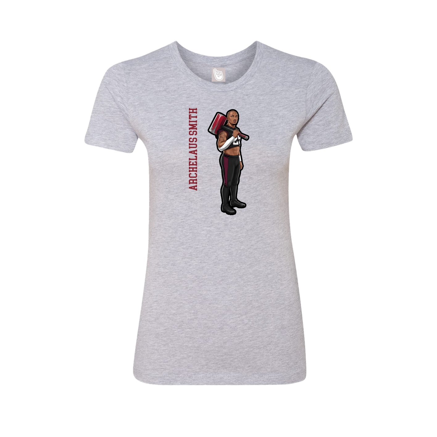Womens Tee — Name Vertical in Grey