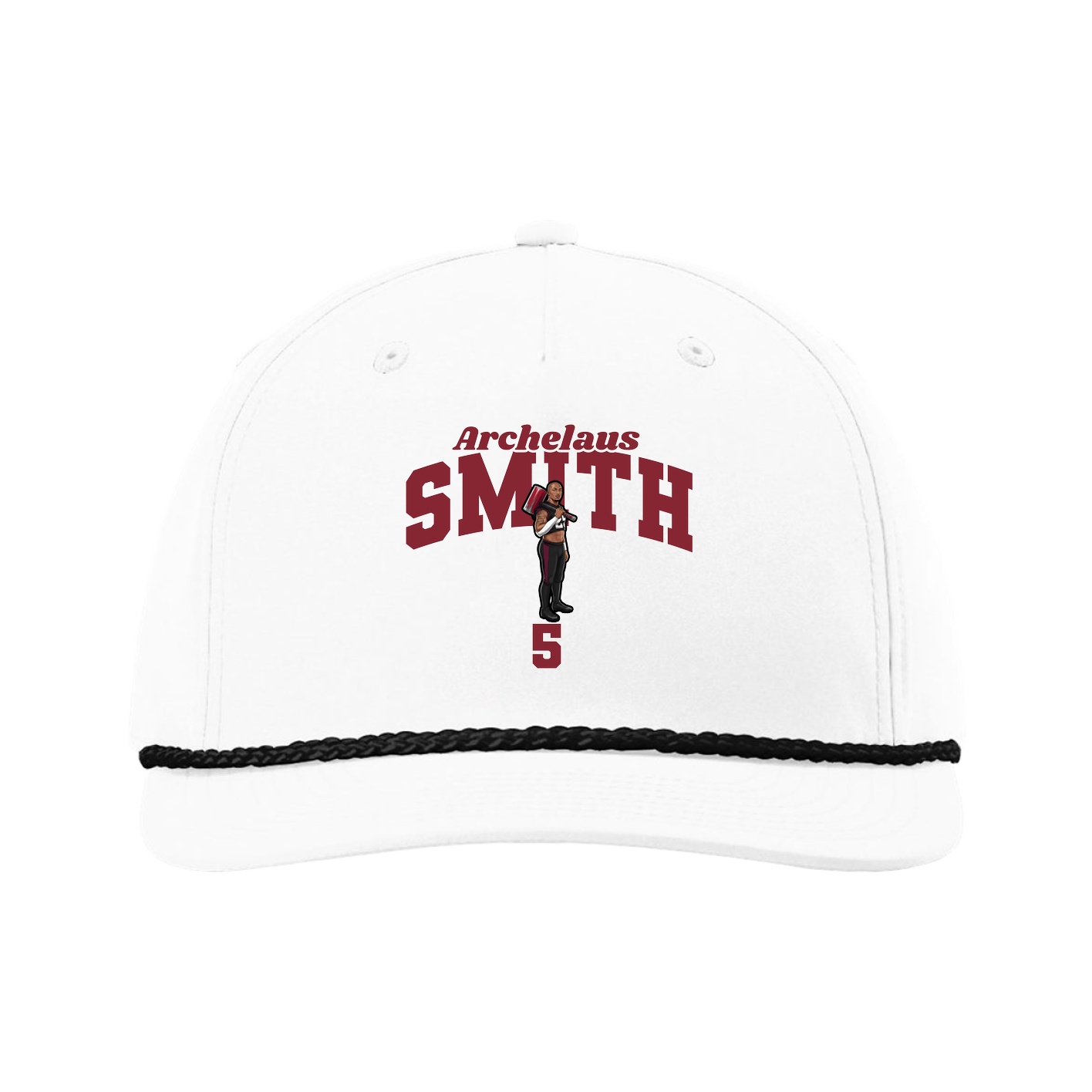 Five-Panel Classic Rope Cap — Signature Arch in White