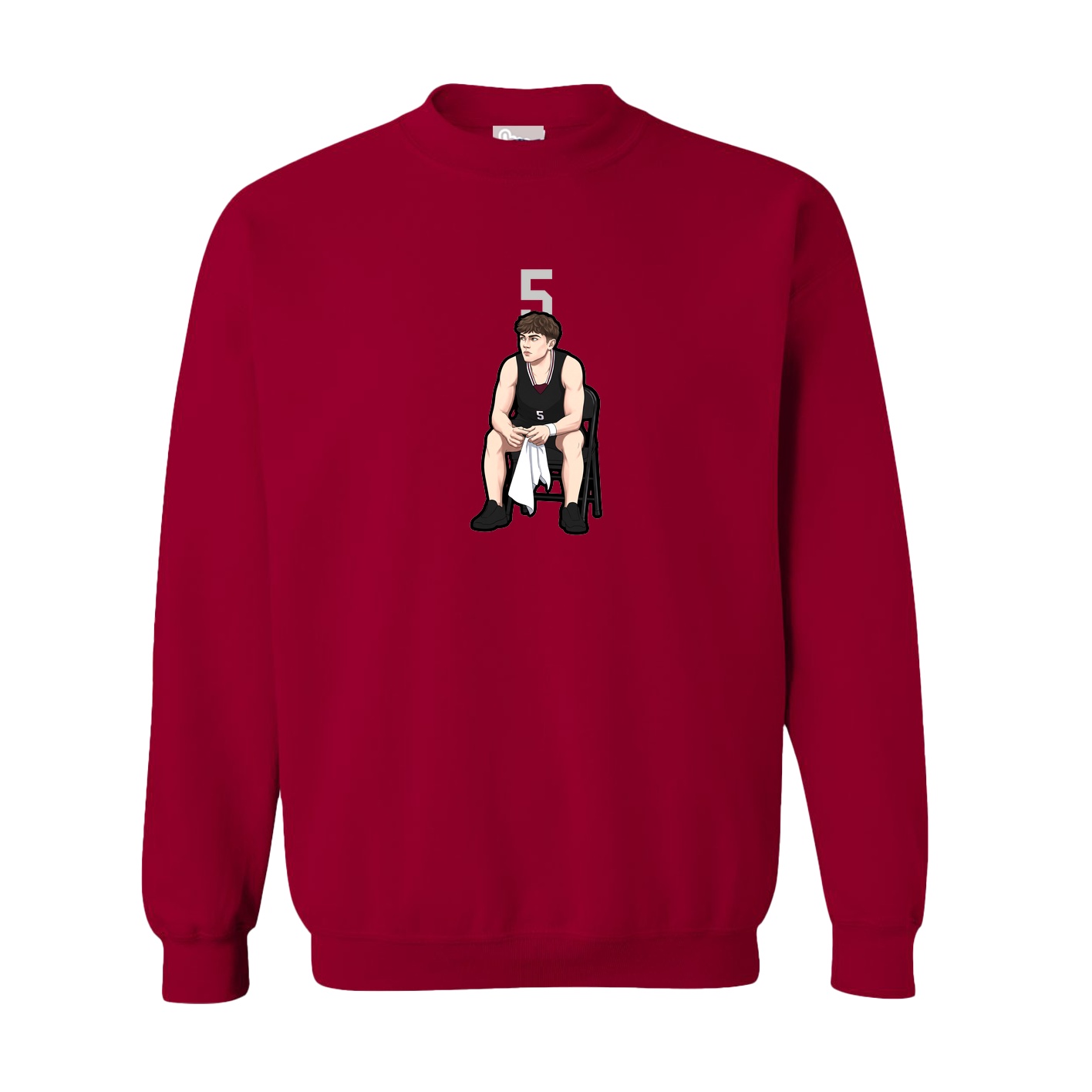 Fleece Crew — Number Top in Cardinal