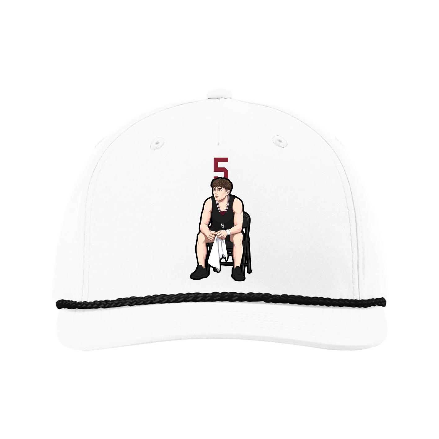 Five-Panel Classic Rope Cap — Number Top in White