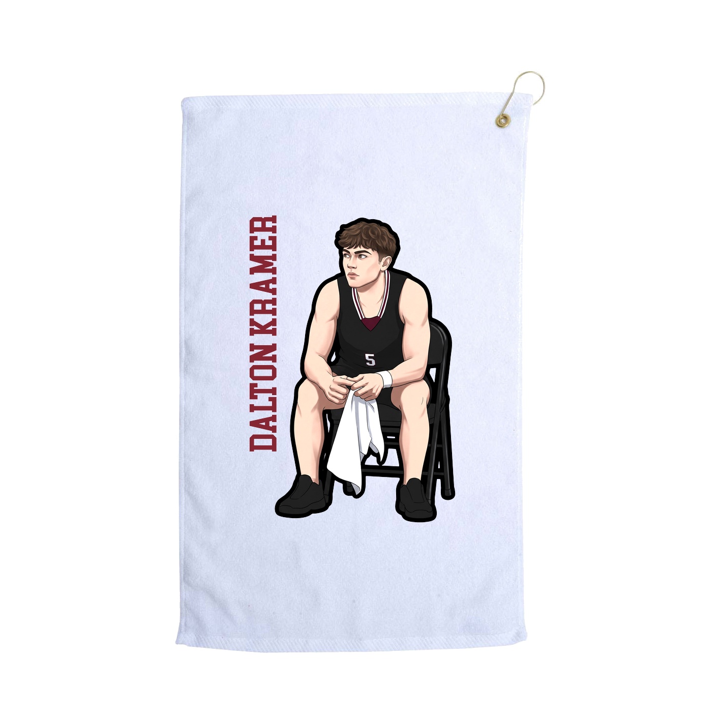 Golf Towel — Name Vertical in White