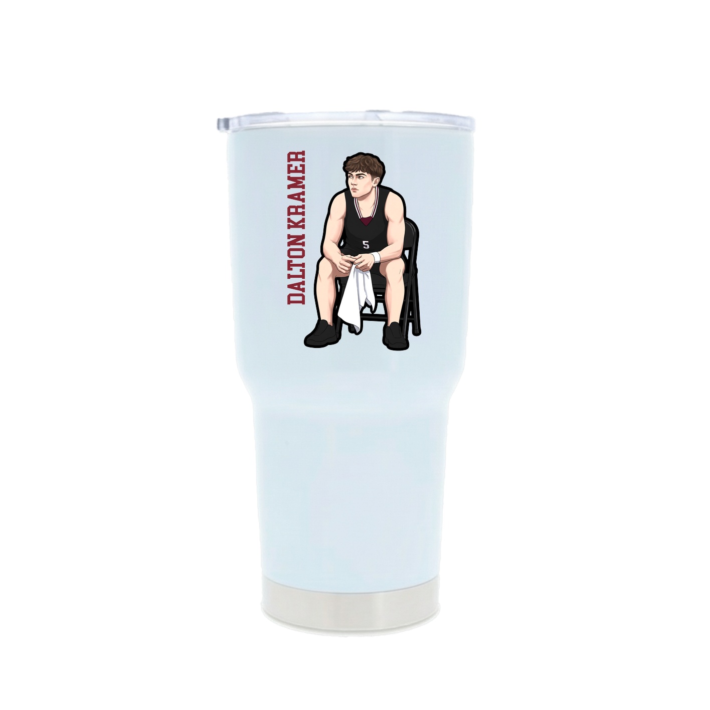 30oz Stainless Steel Tumbler — Name Vertical in White