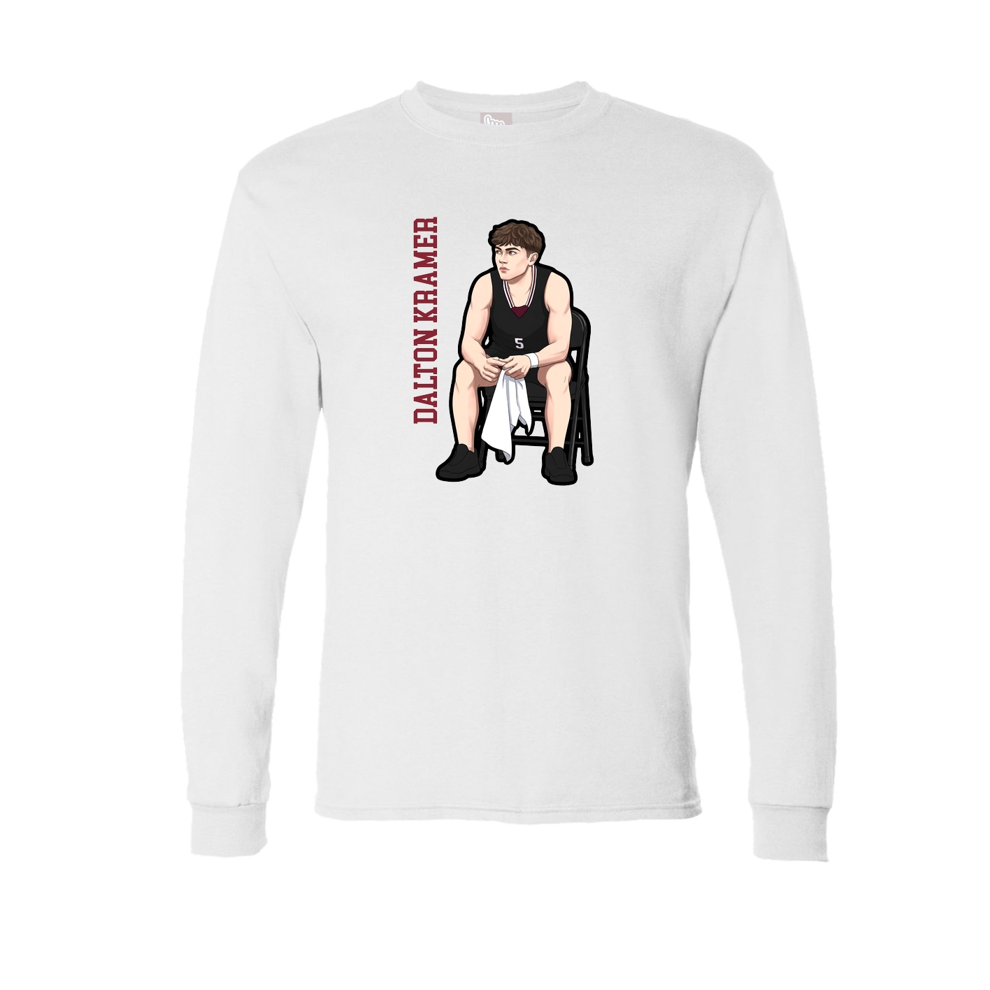Long Sleeve Tee — Name Vertical in White