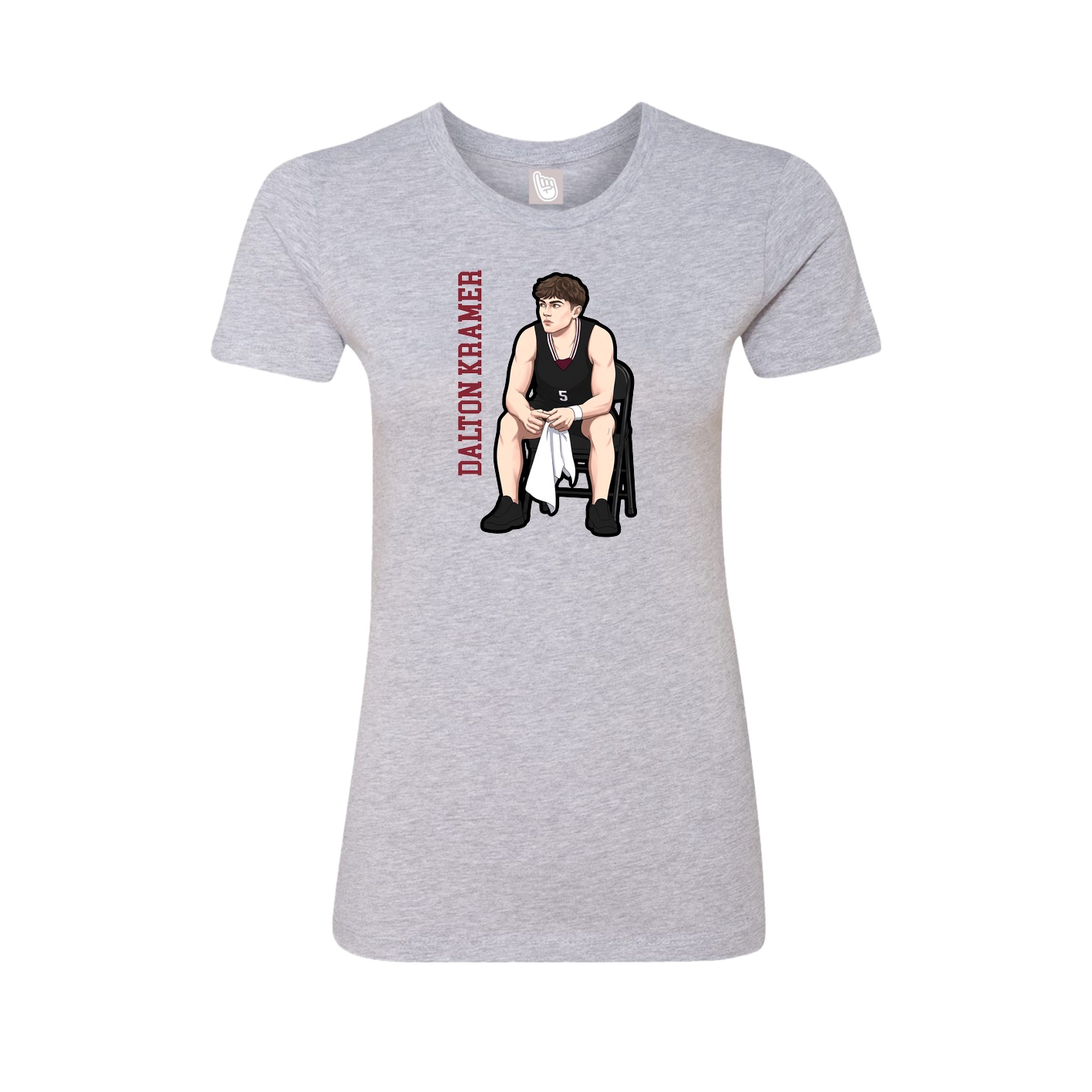 Fitted Women's Tee — Name Vertical in Grey