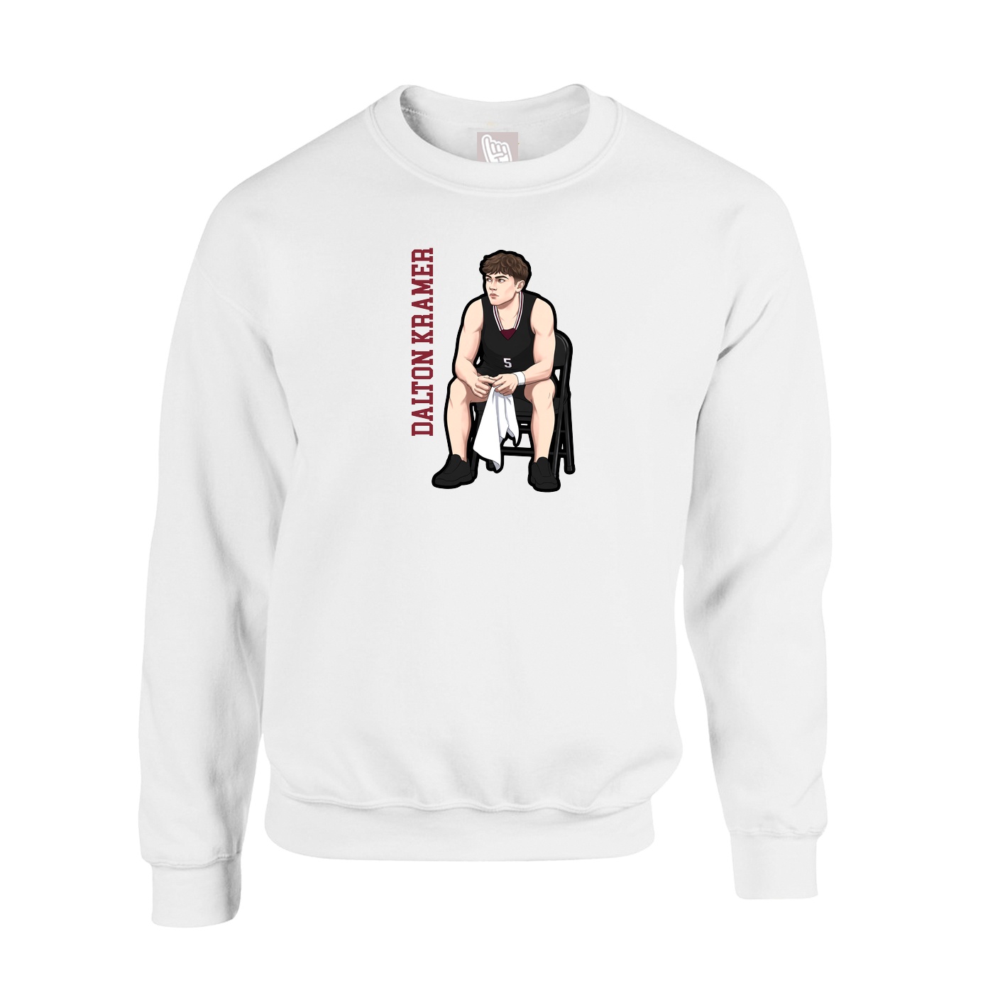 Fleece Crew — Name Vertical in White