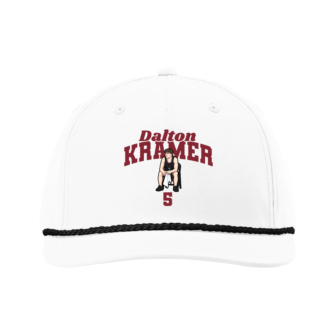 Five-Panel Classic Rope Cap — Signature Arch in White