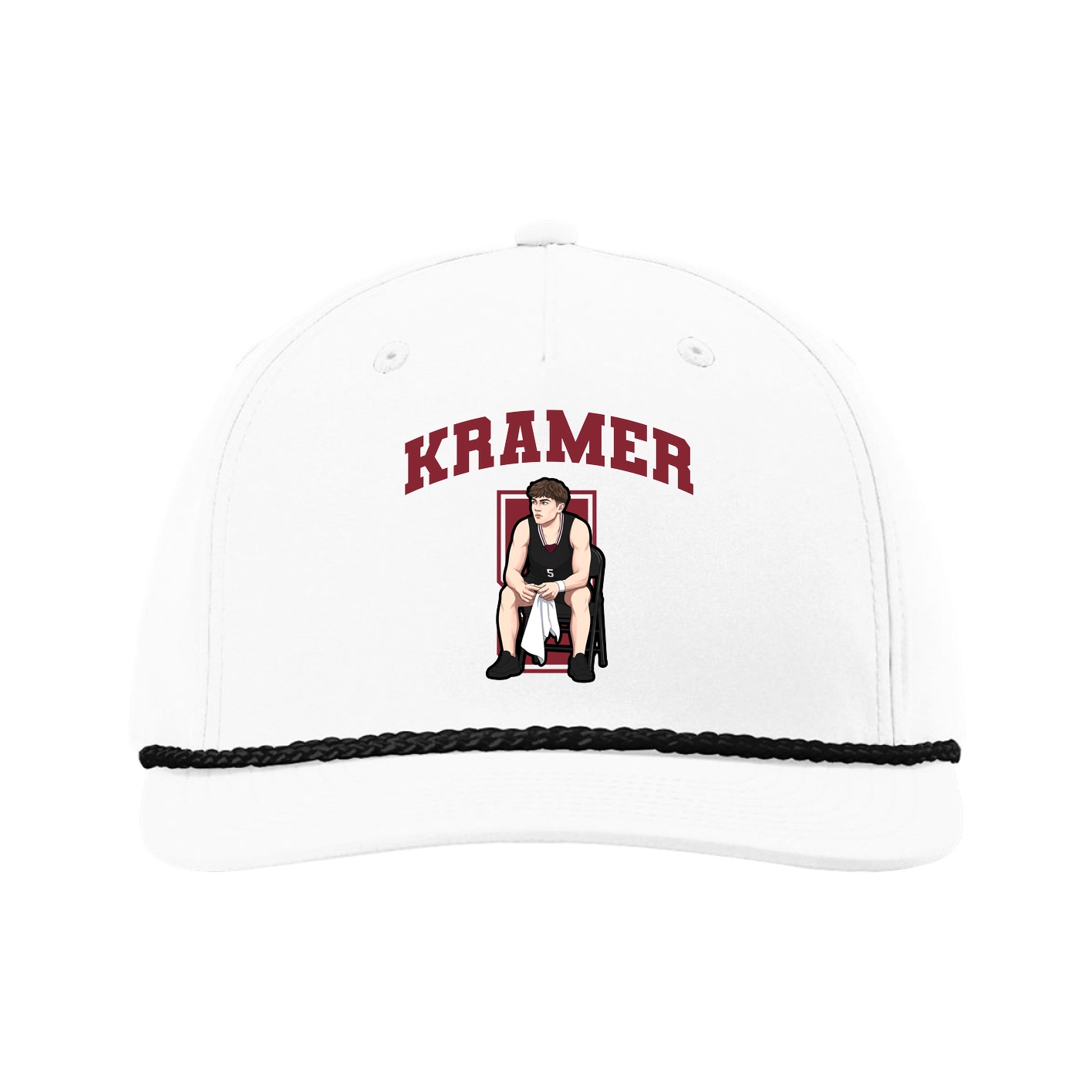 Five-Panel Classic Rope Cap — Number in White