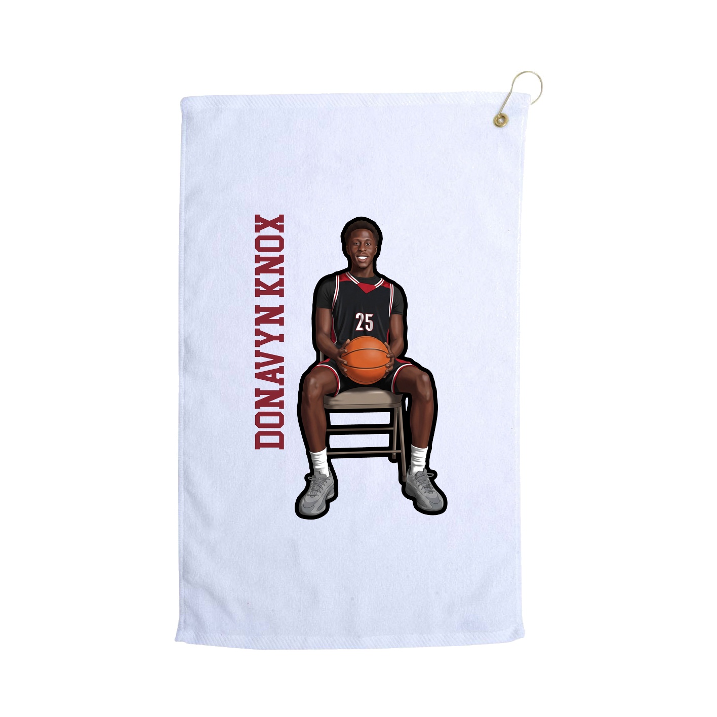 Golf Towel — Name Vertical in White