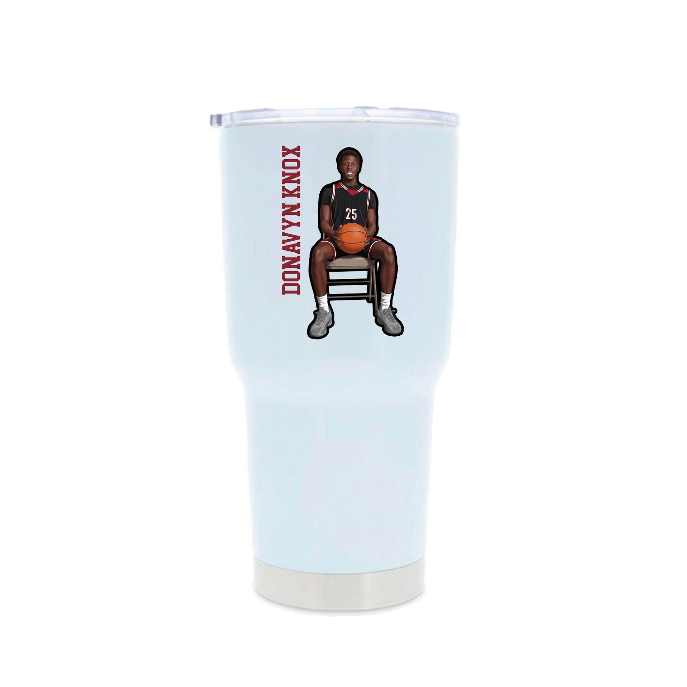 30oz Stainless Steel Tumbler — Name Vertical in White