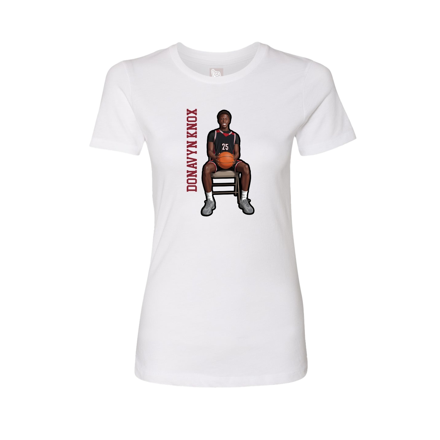 Womens Tee — Name Vertical in White