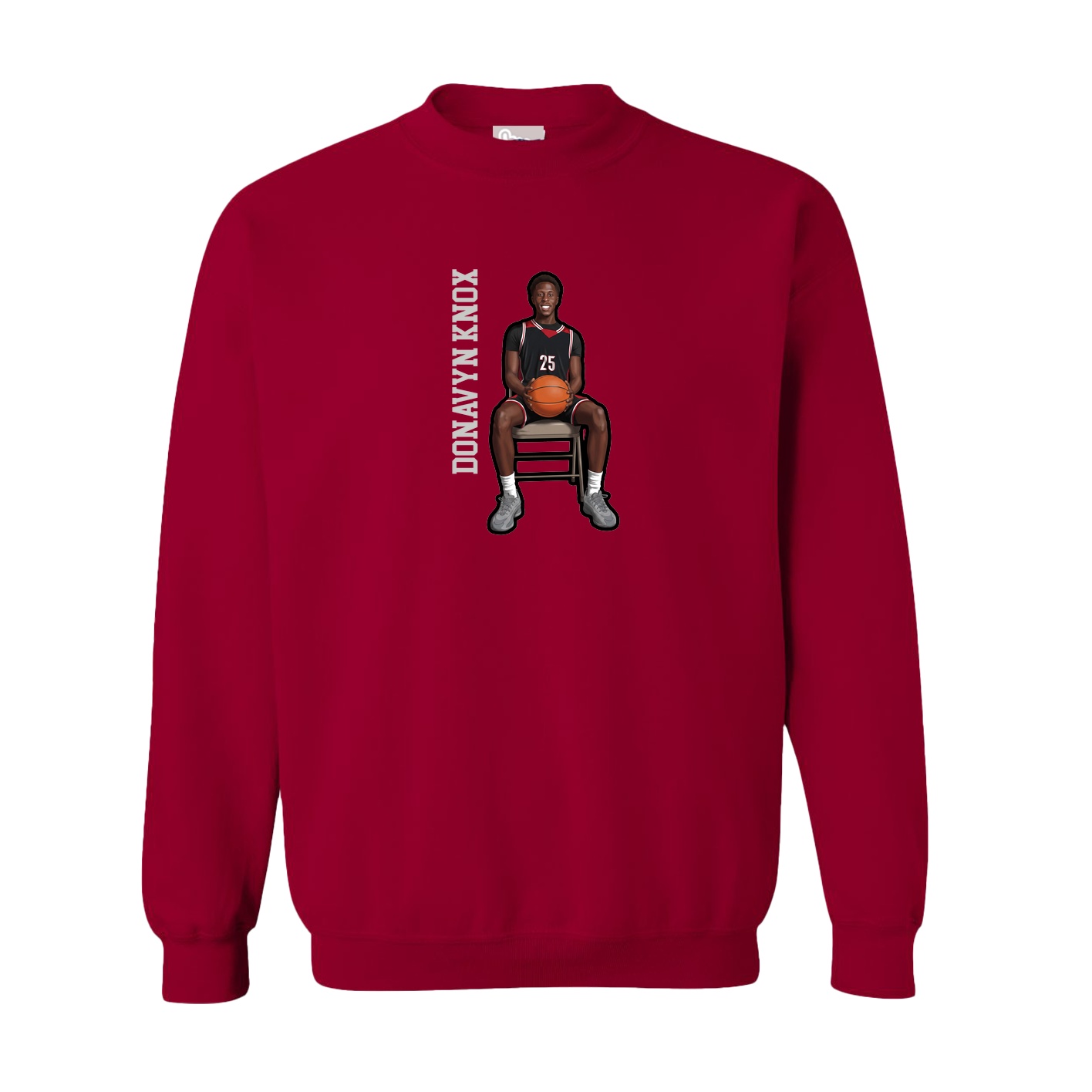 Fleece Crew — Name Vertical in Cardinal