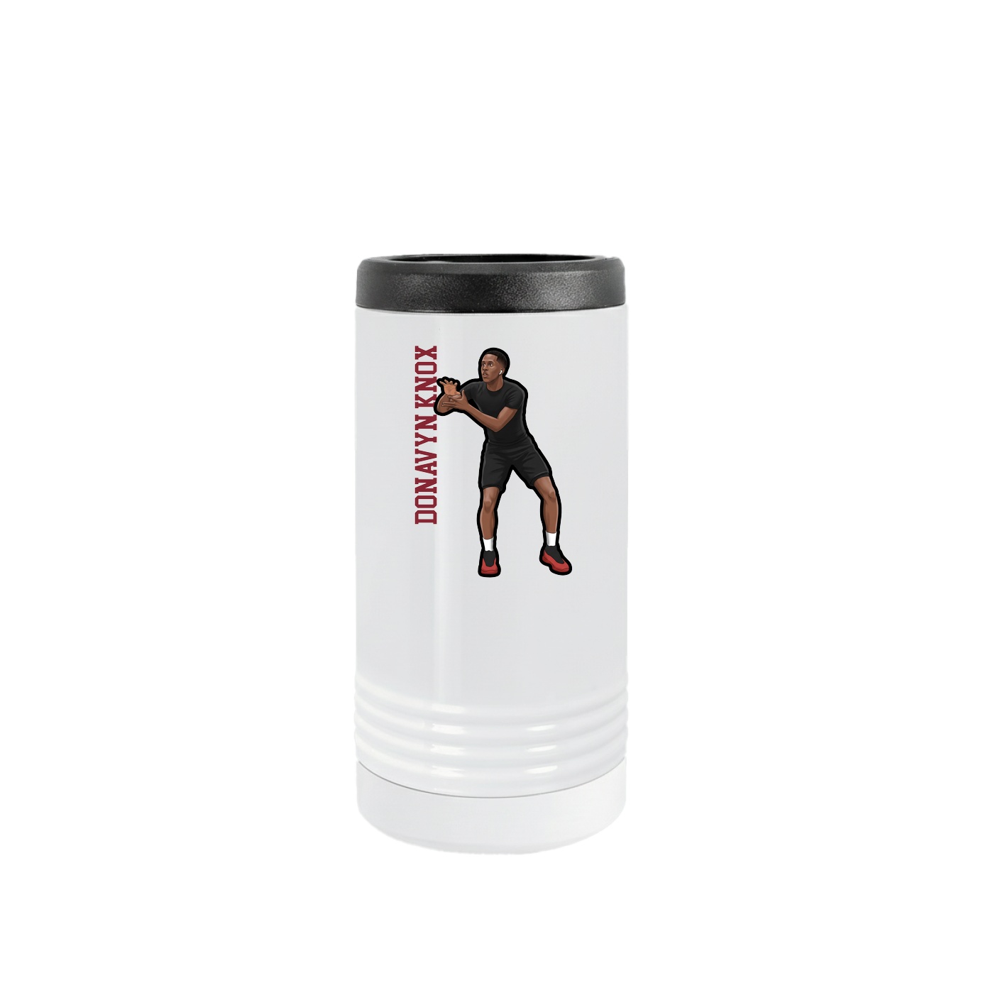 Slim Beverage Holder — Name Vertical in White