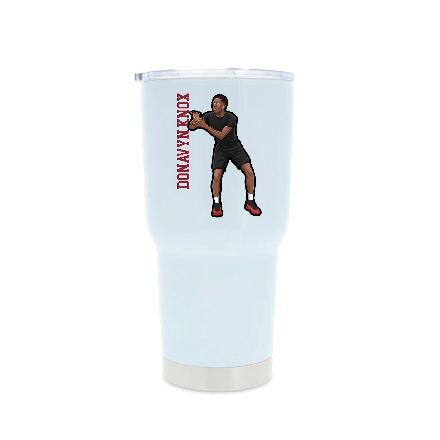 30oz Stainless Steel Tumbler — Name Vertical in White