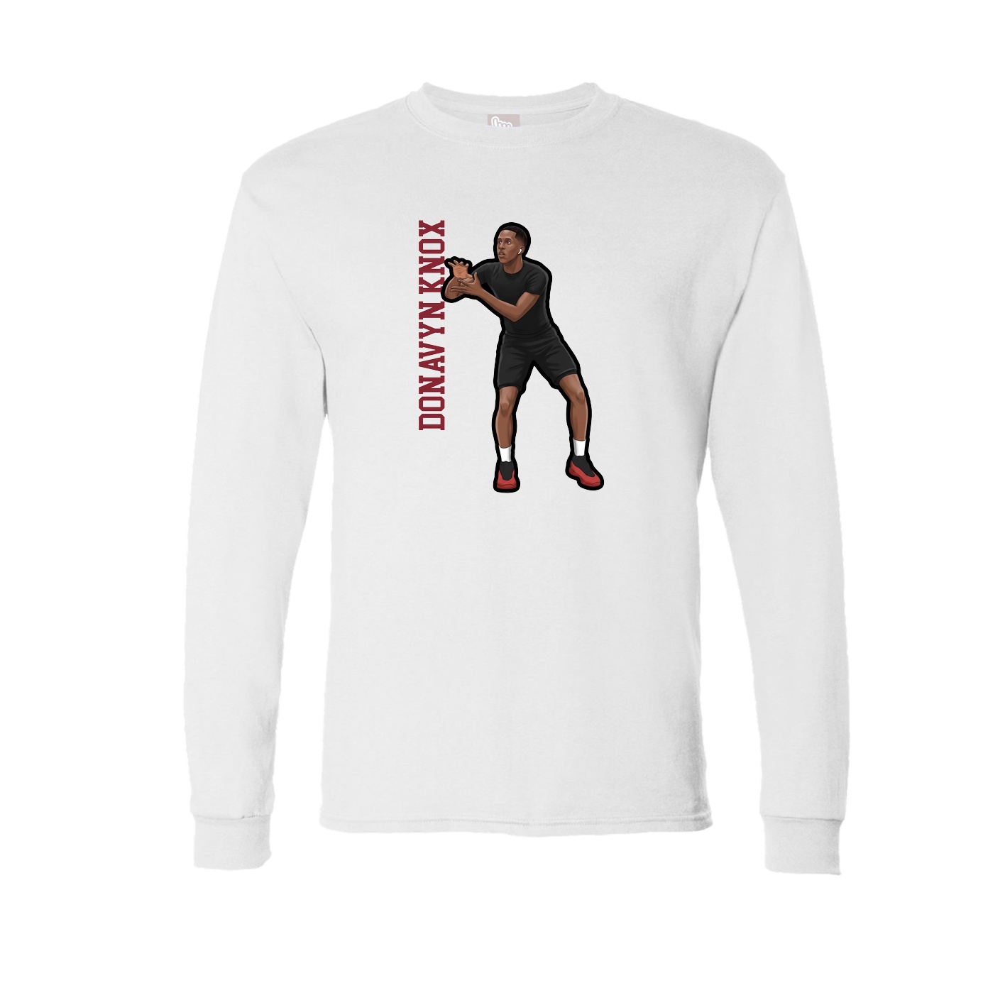 Long Sleeve Tee — Name Vertical in White