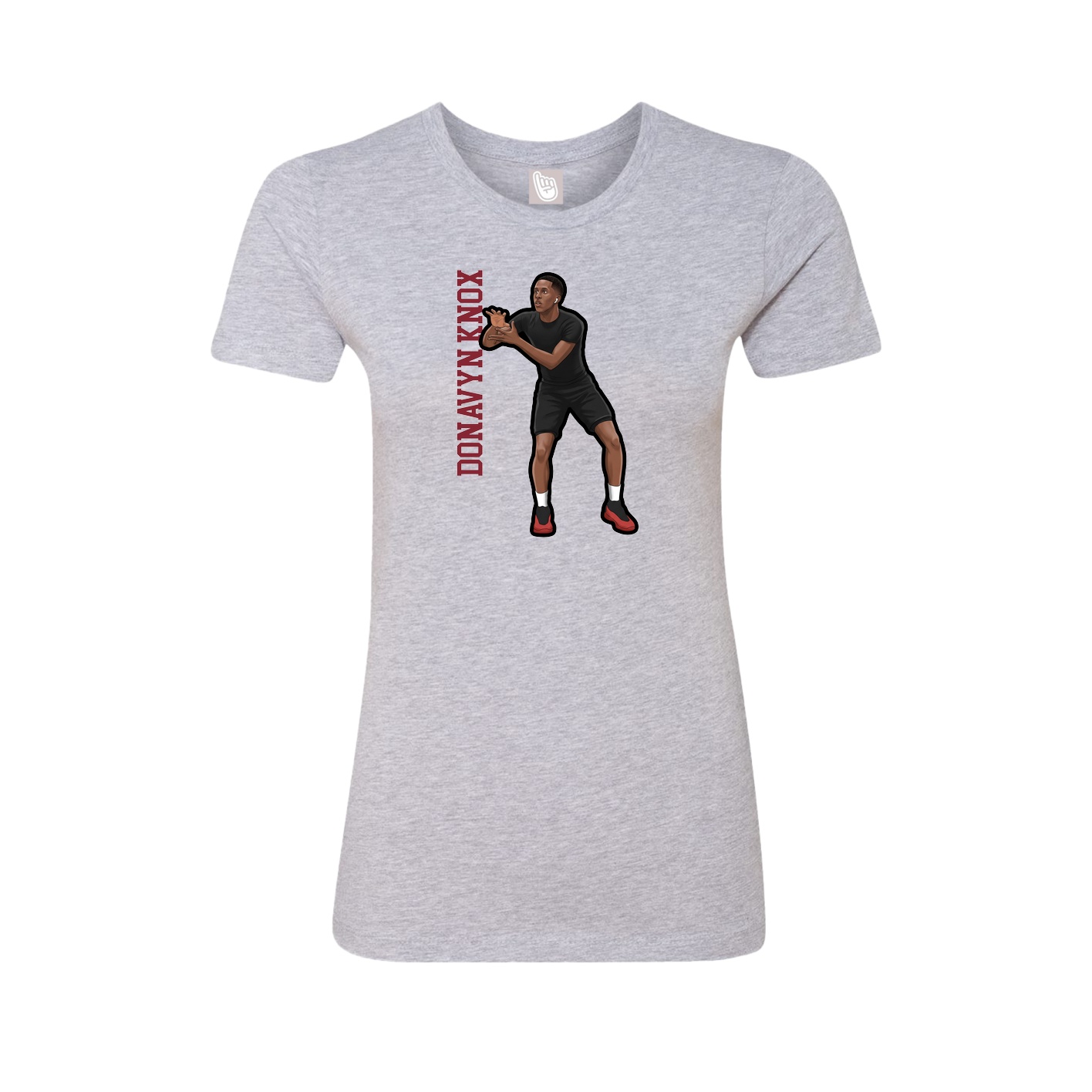 Fitted Women's Tee — Name Vertical in Grey