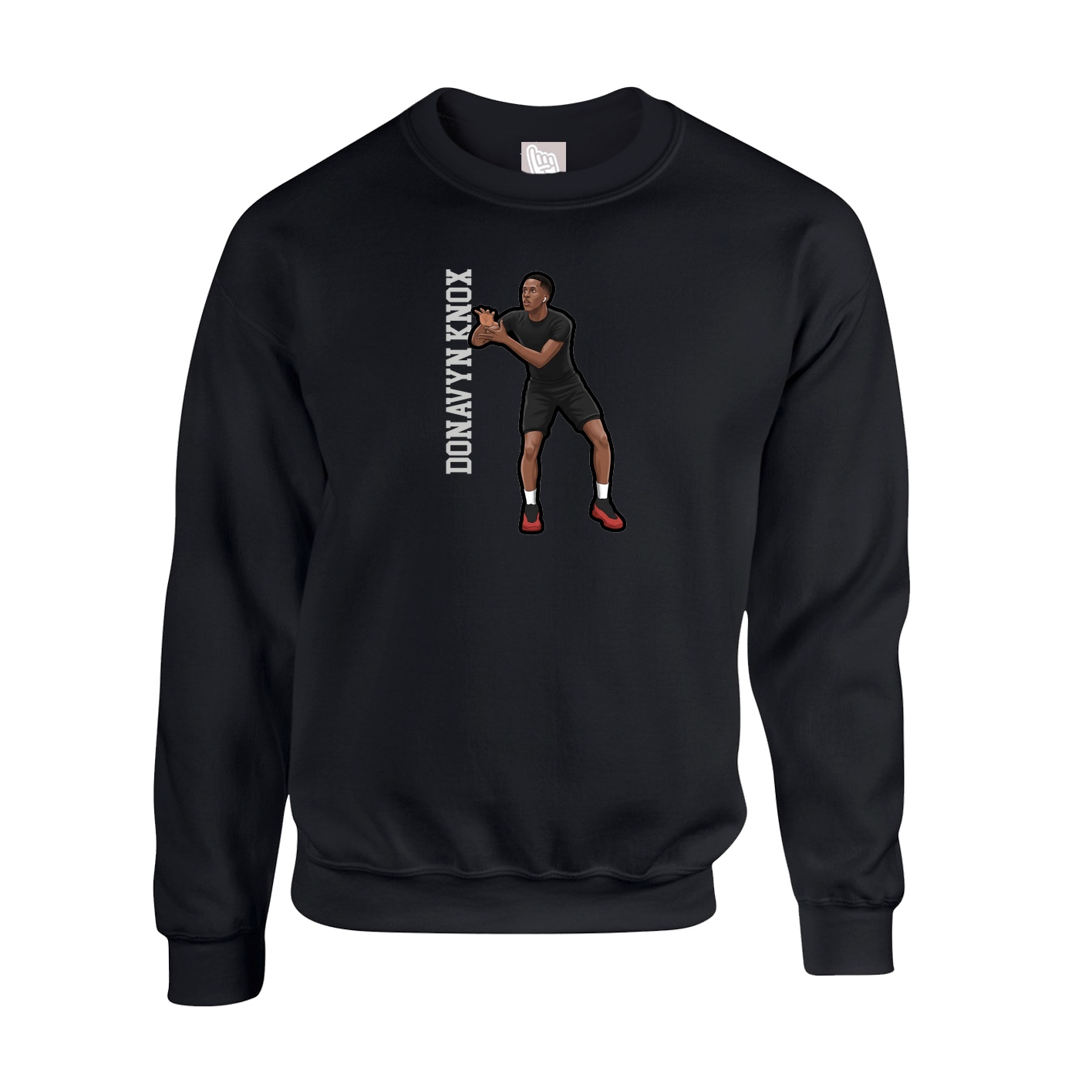 Fleece Crew — Name Vertical in Black