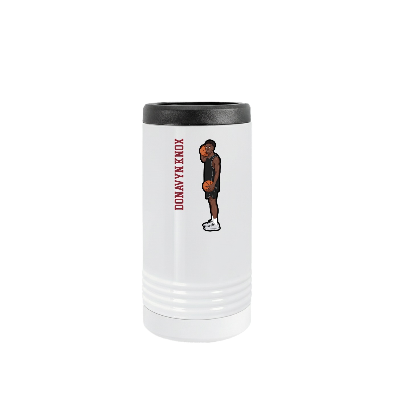Slim Beverage Holder — Name Vertical in White