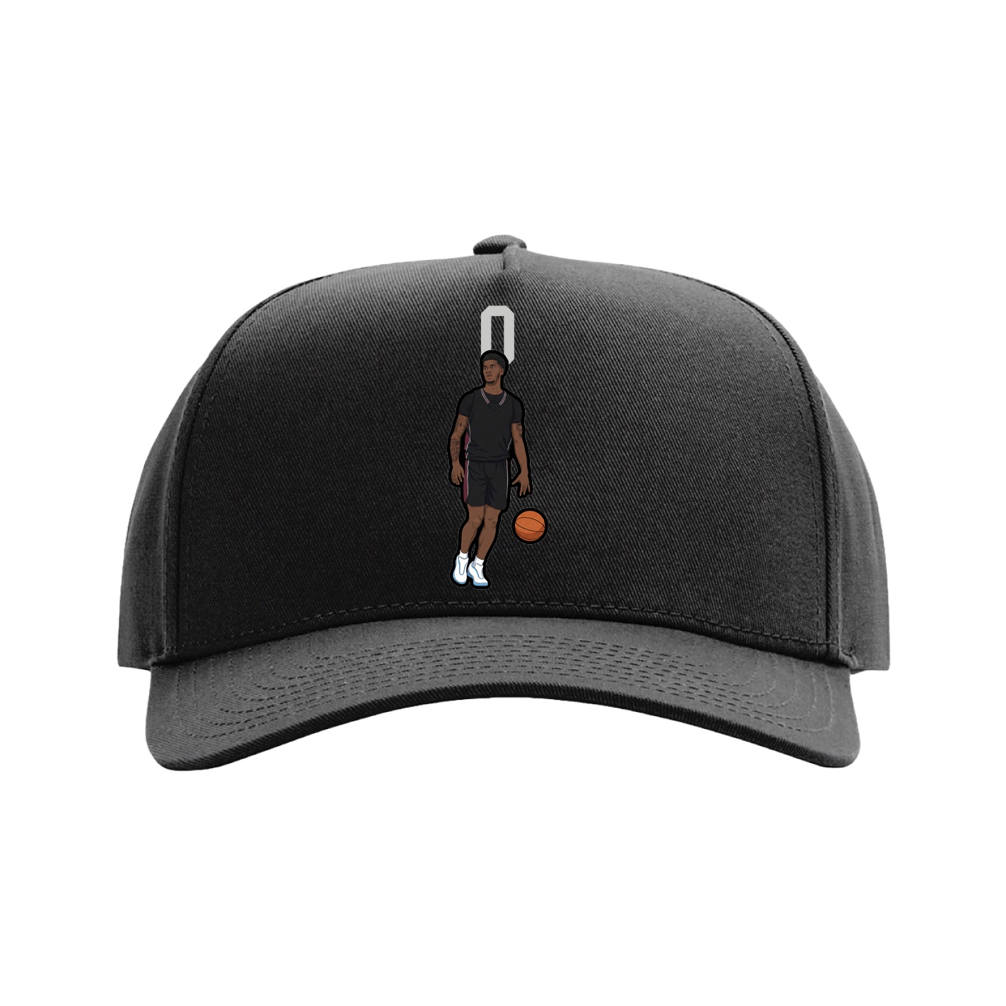 Full Fabric Five-Panel Champ Cap — Number Top in Black