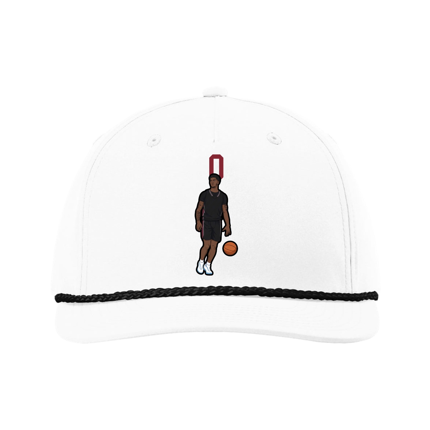 Five-Panel Classic Rope Cap — Number Top in White