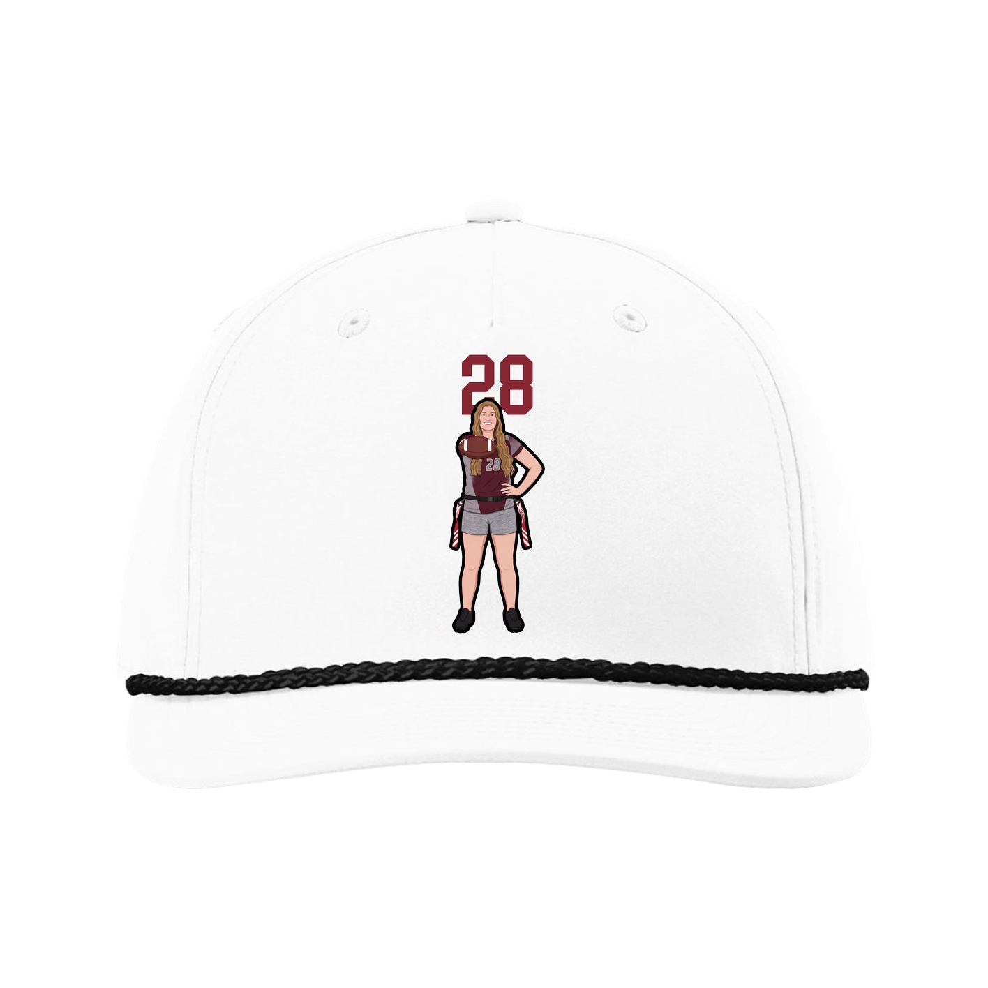 Five-Panel Classic Rope Cap — Number Top in White